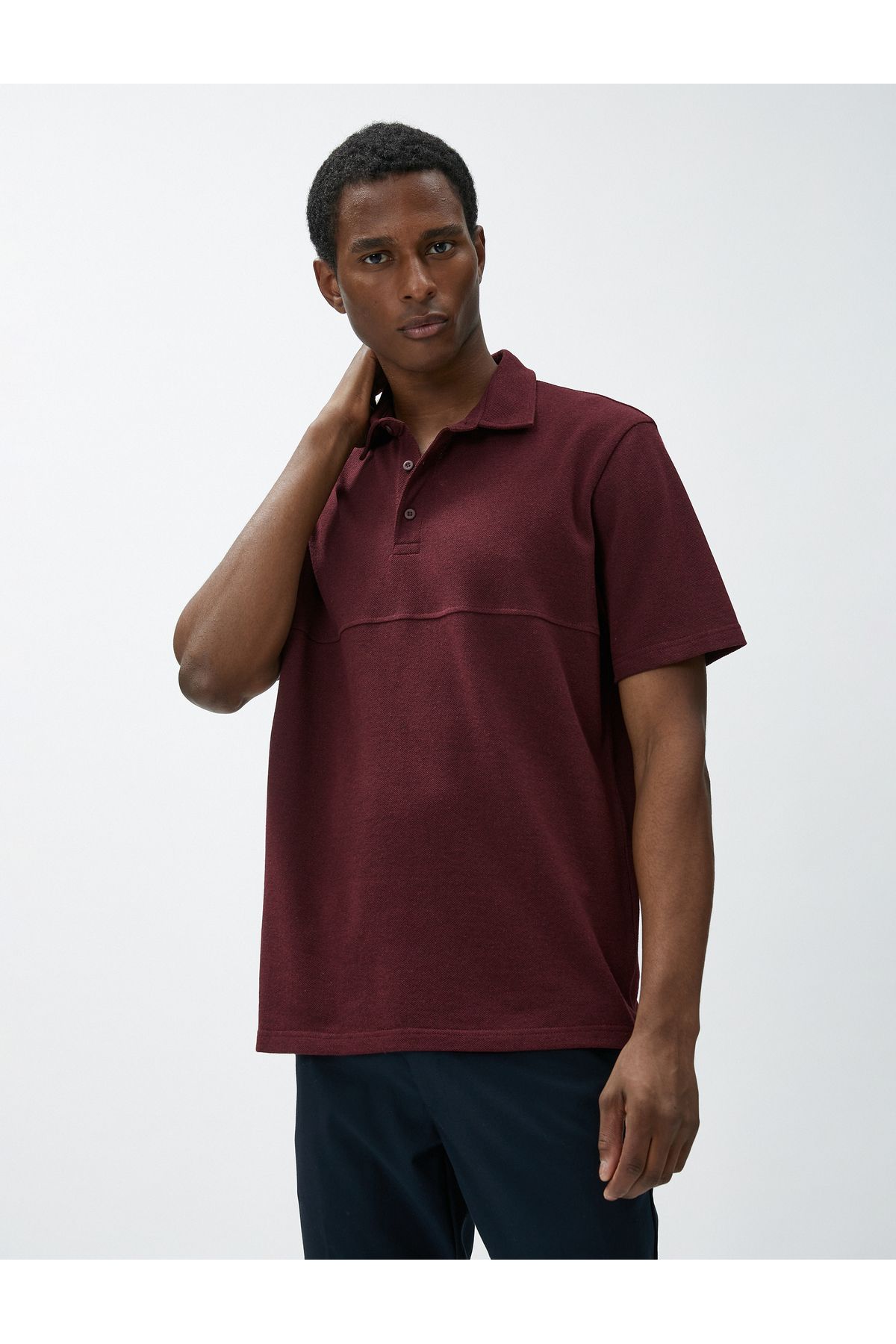 Koton-Polo Neck T-Shirt Button-Sewing Detailed Short Sleeve 2