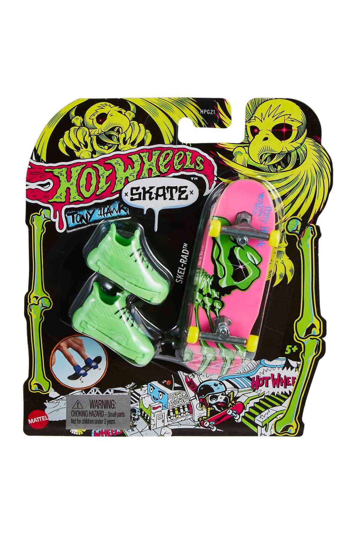 HOT WHEELS Skate Neon Temalı Parmak Kaykay ve Ayakkabı Paketi Skel-Rad HPG27