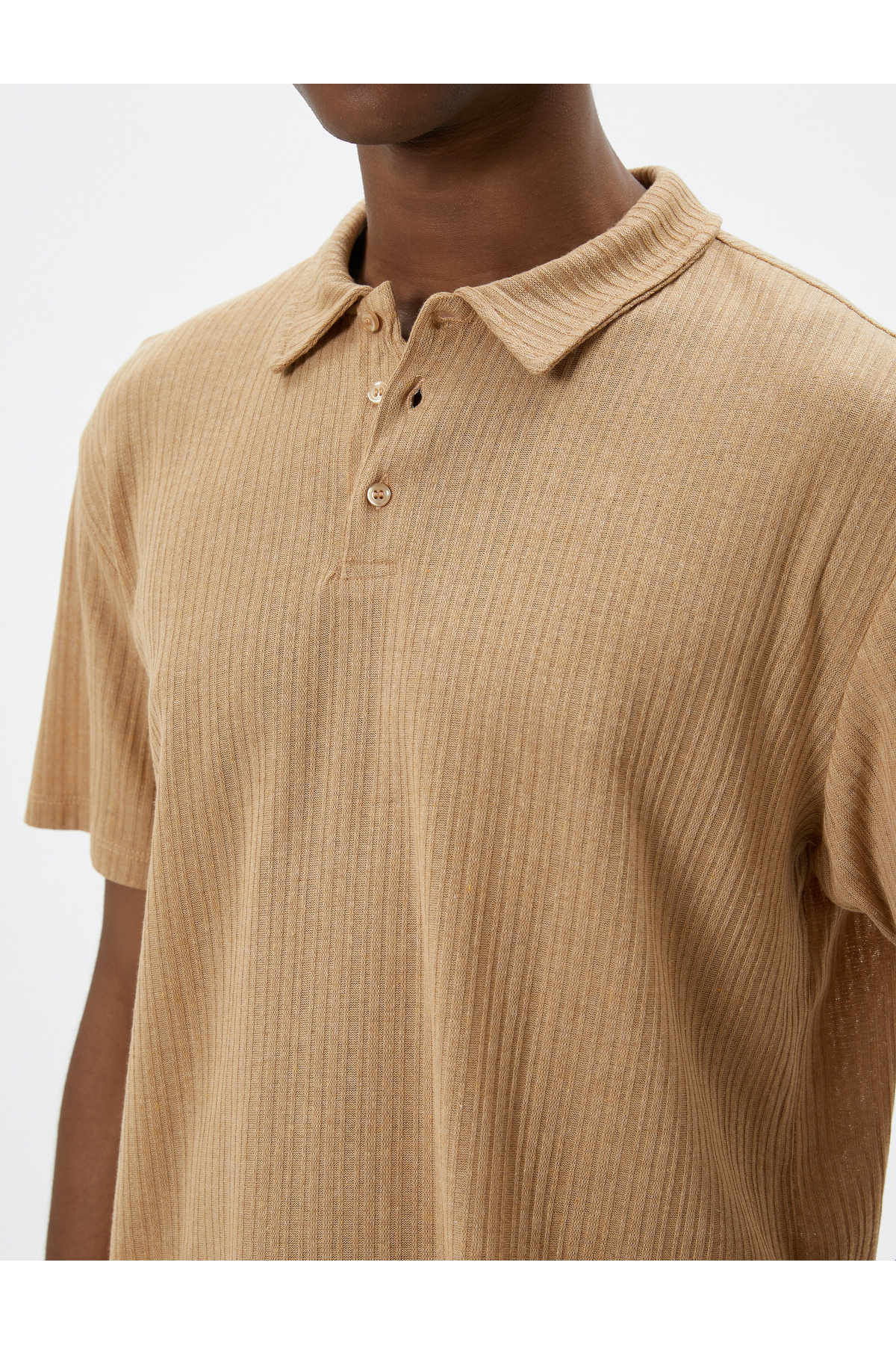 Koton-Polo Neck Knitwear T-Shirt Textured Buttons Short Sleeve 5