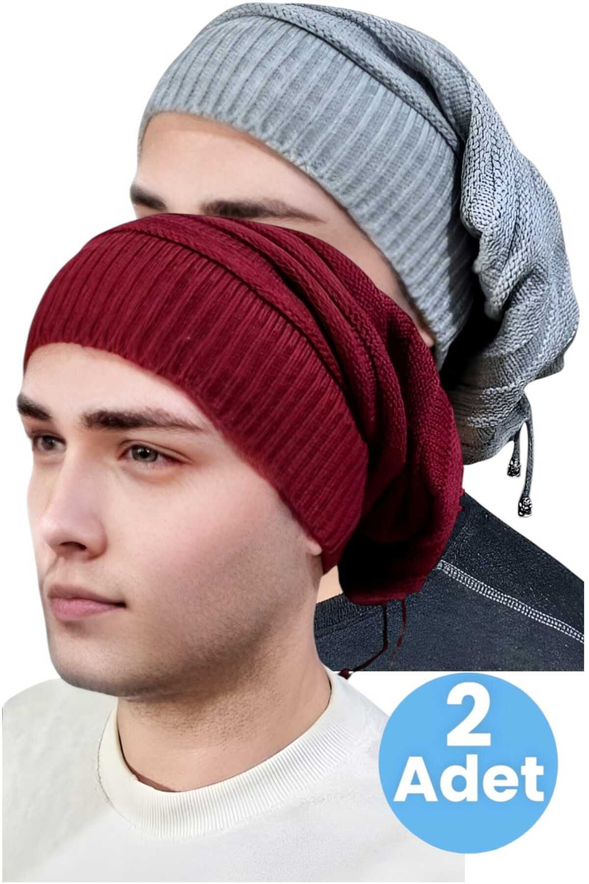 Trenderrs Set De 2 Tricotaje De Iarnă Pentru Bărbați, Căciulă Și Guler Pentru Gât Masculin - Single Dimension