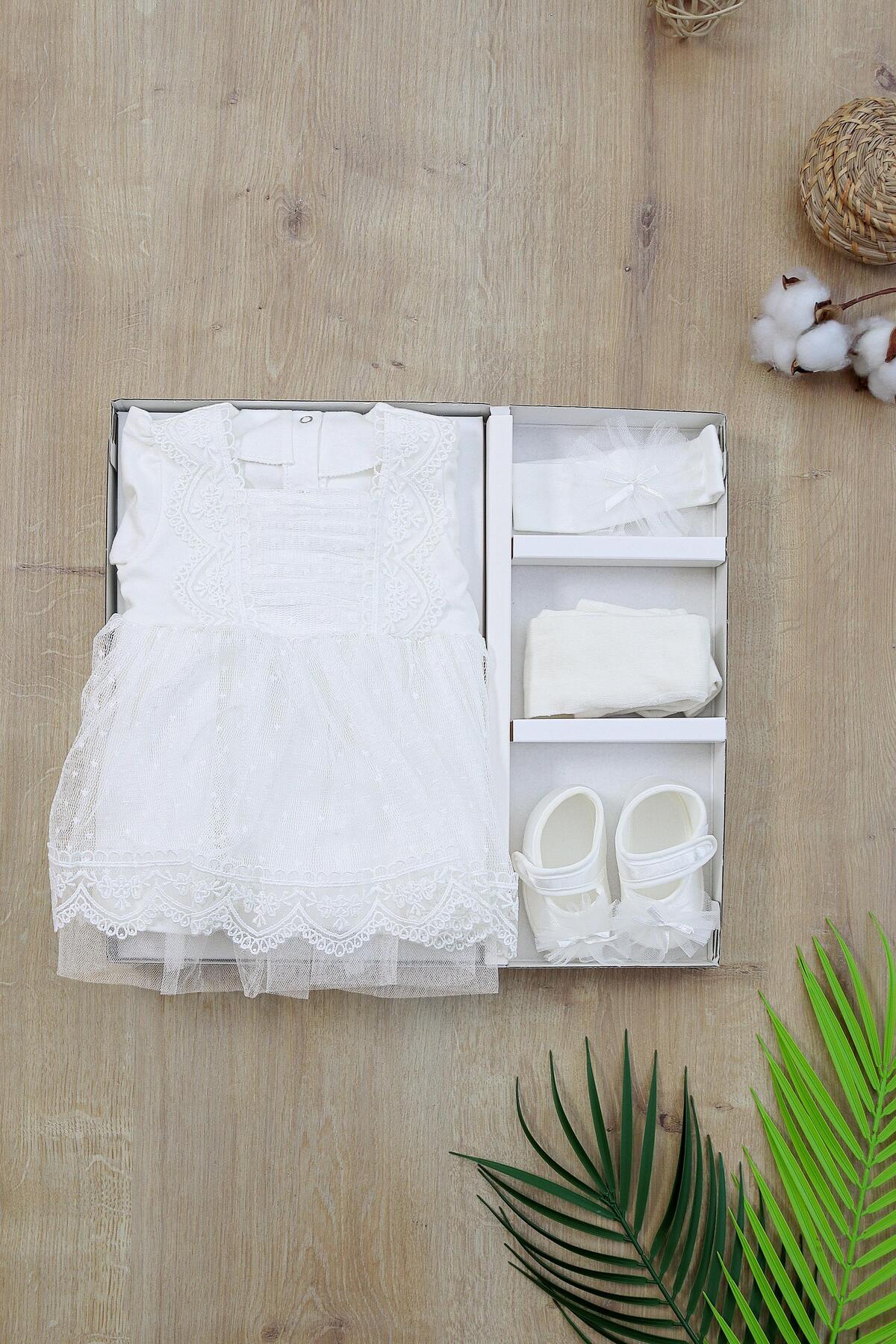 Sitilin Kız Bebek Mevlüt Elbisesi Gelinlik Fransız Dantelli Mevlit Takımı Bebek Mevlütlük Seti STL6838 fotoğrafı 3 (önizleme)