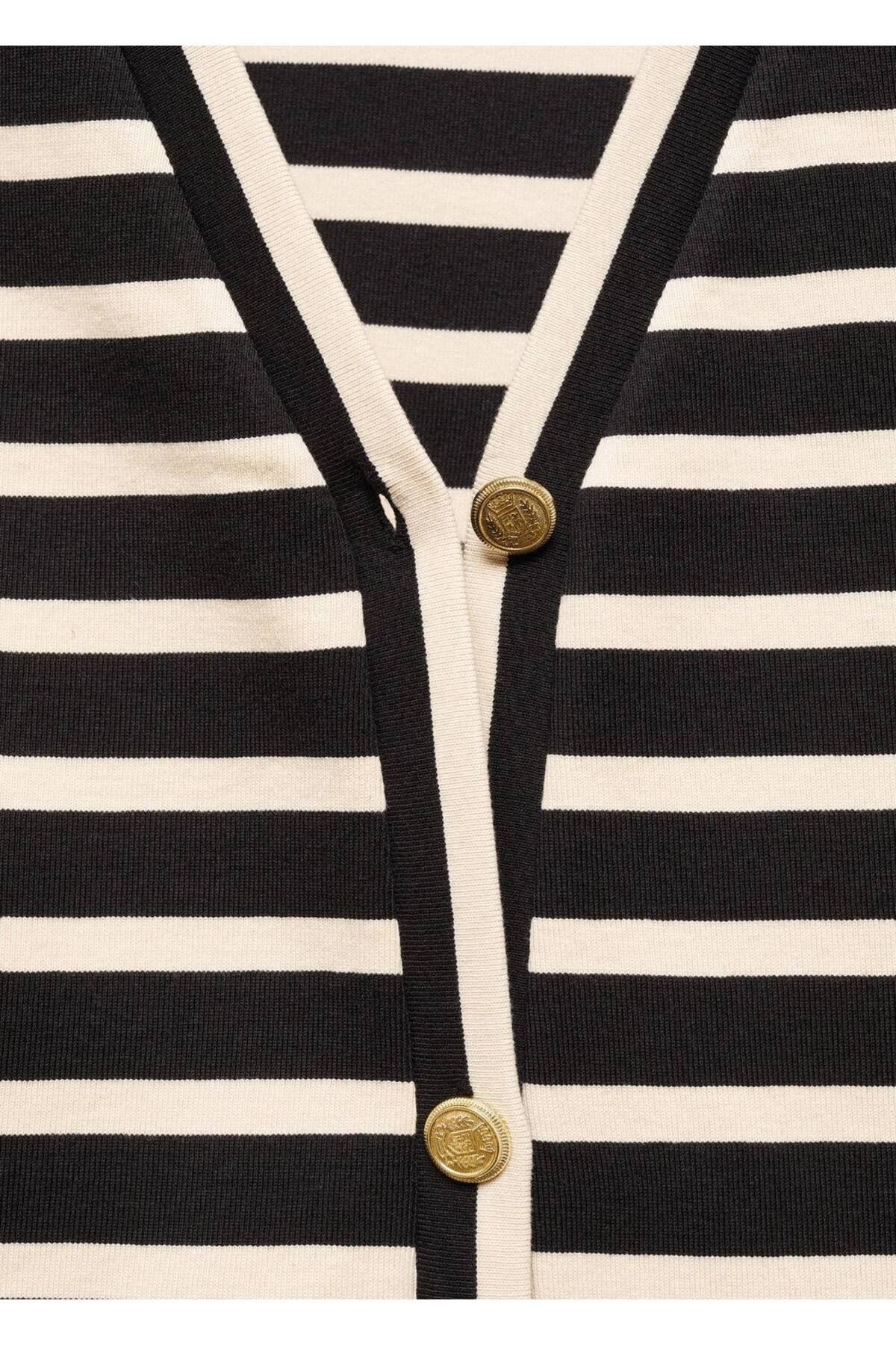 MANGO Woman-Buttoned striped cardigan 6