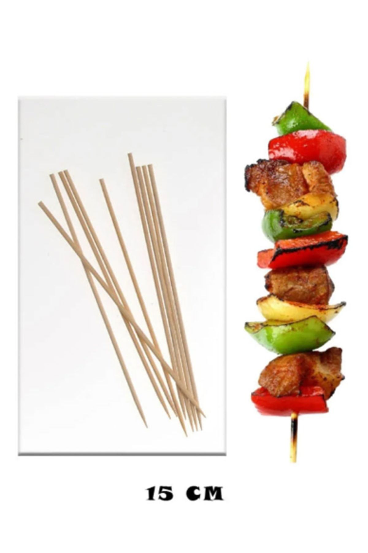 dudu kids 100 Adet 15 Cm Bambu Çöp Şiş - Burger Kürdanı - Meyve Kürdanı