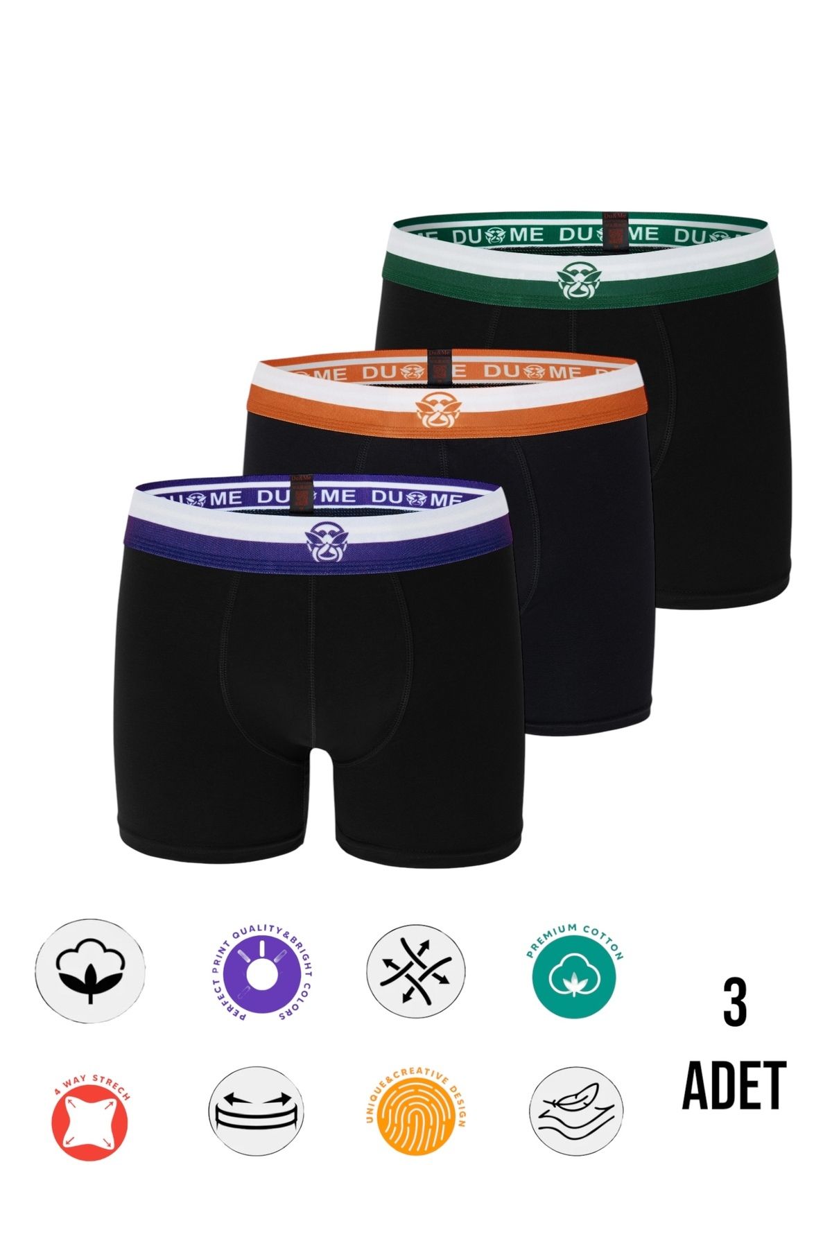 DU&ME Yumuşak Dokuya Sahip Erkek Boxer Şık ve Rahat İç Giyim Comfortable Fit ( Lüks Kutulu )