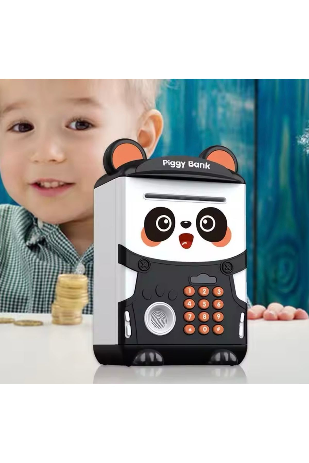 CAVAŞ sun hat-Large Size Panda Designed Encrypted Atm Safe Piggy Bank 5