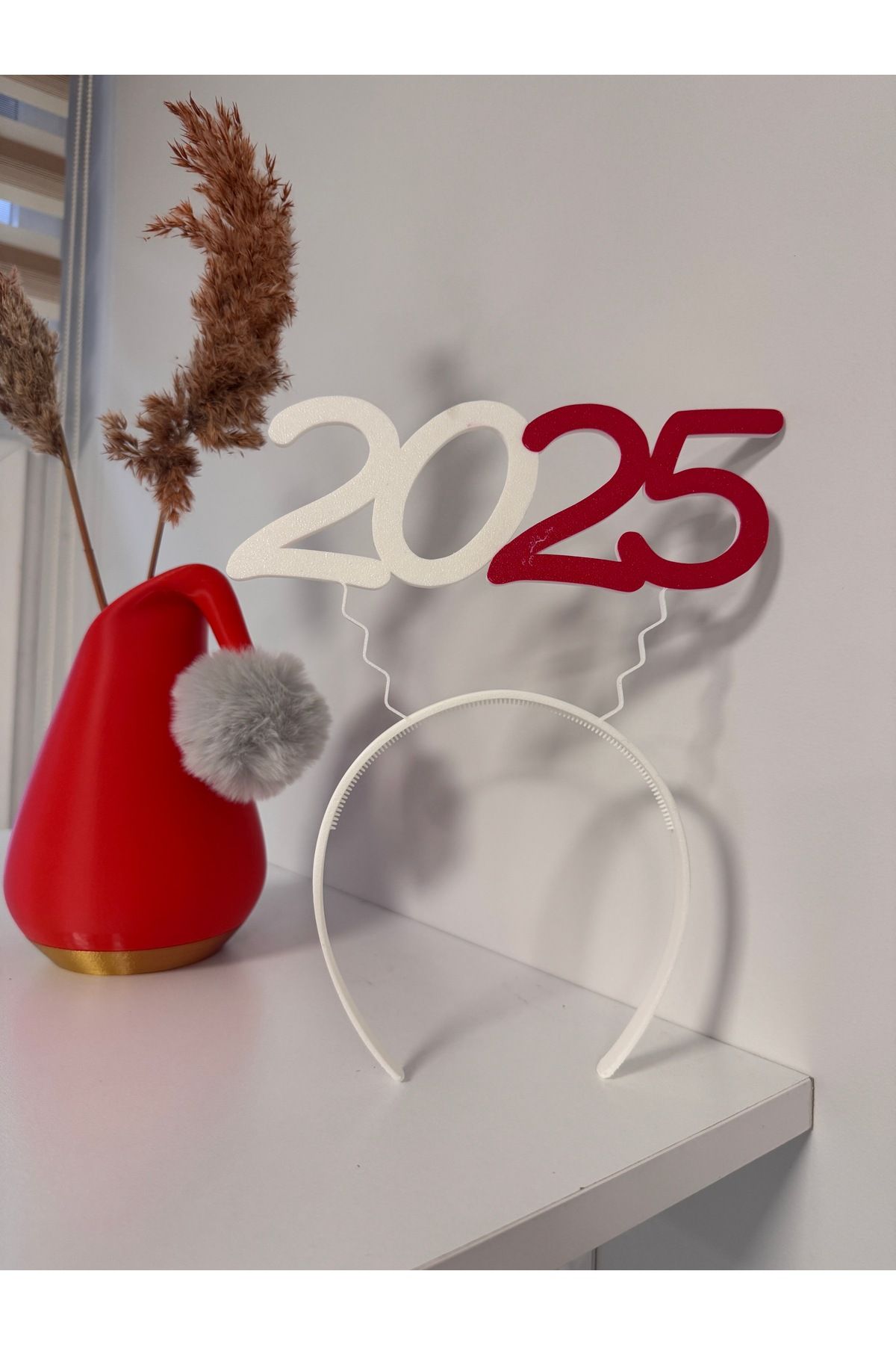 shabshop Yılbaşı-Noel 2025 Yazılı Sallanabilen Taç//Saç Tokası