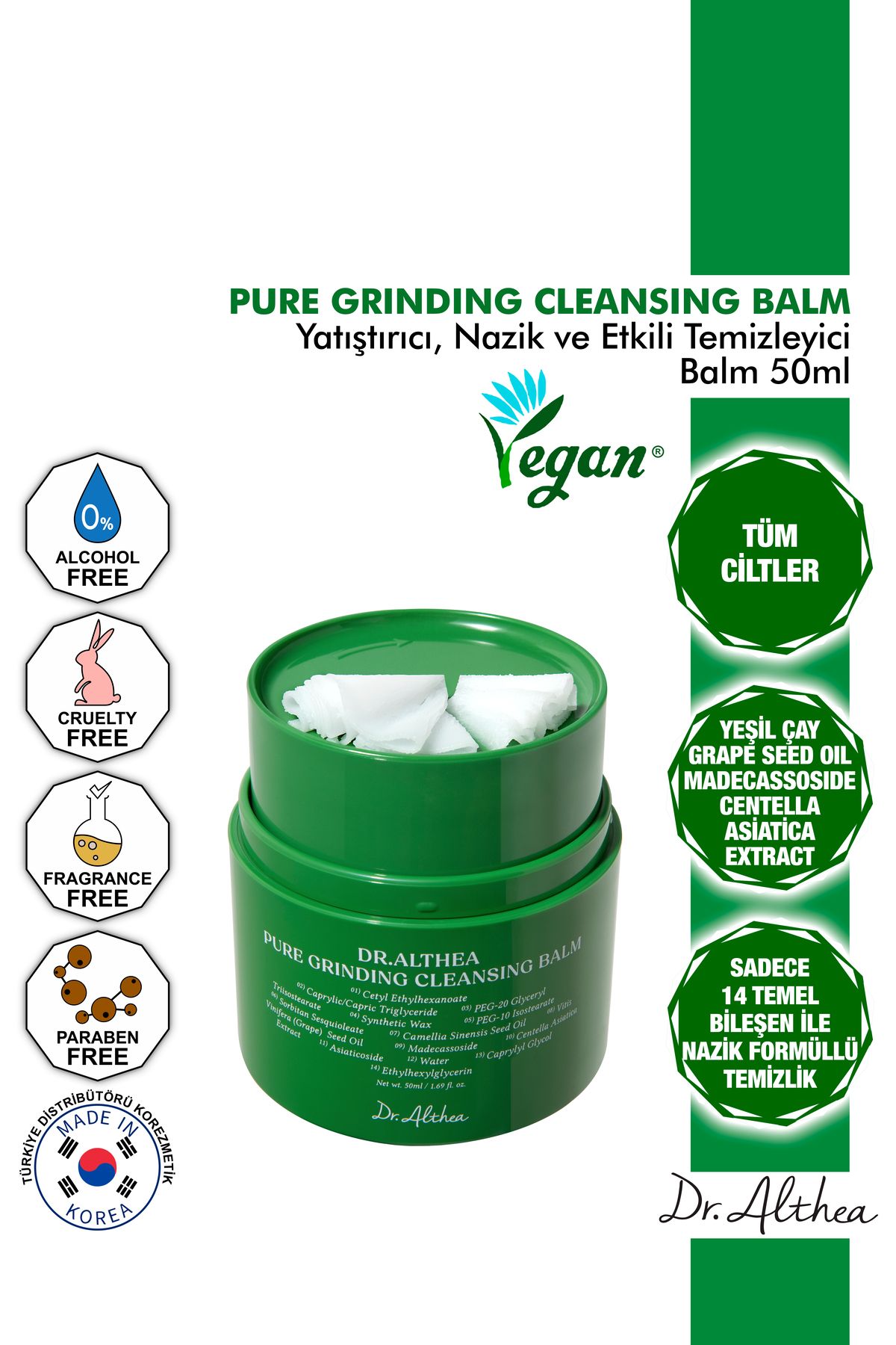 Dr. Althea Pure Grinding Cleansing Balm - Nazik Ve Etkili Cilt Ve Makyaj Temizleyici Balm - 50ml