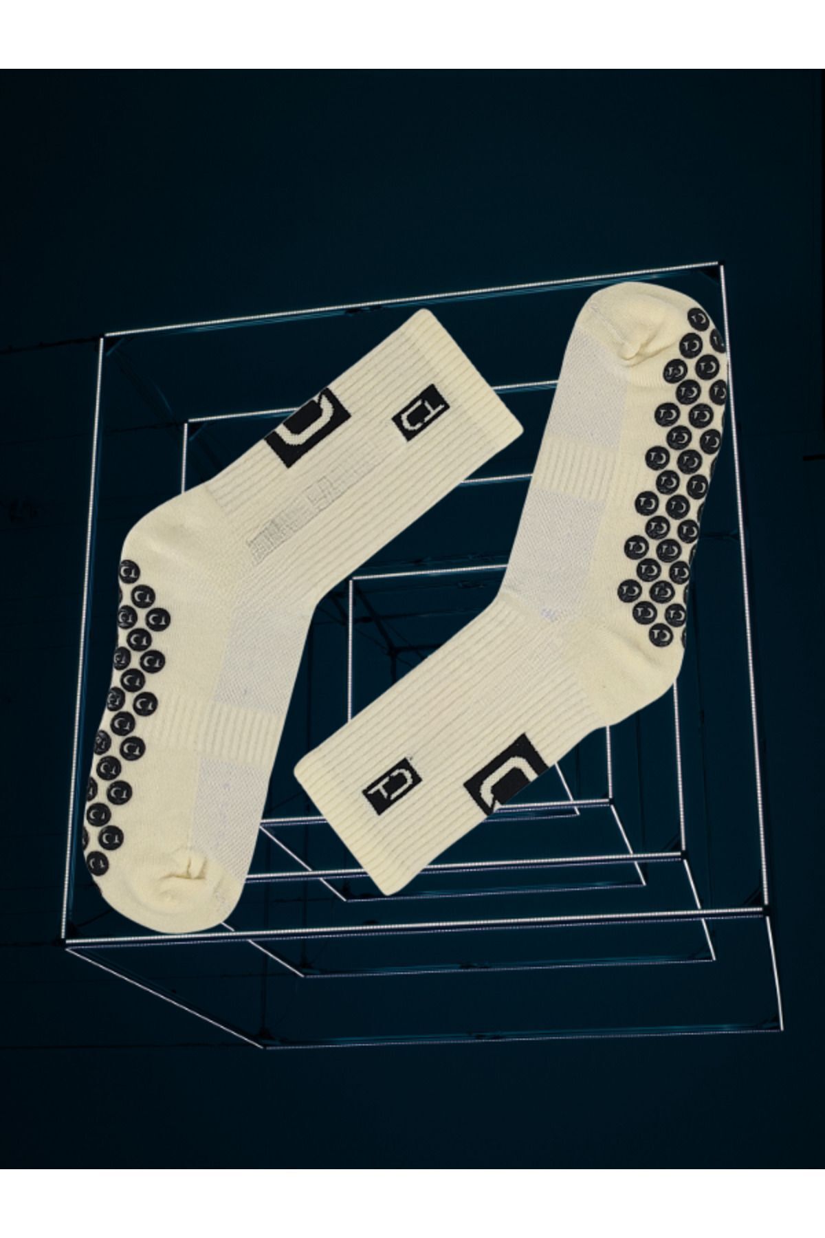 woodhub Unisex Fildişi Renkli Anti Slip Socks Kaymaz Silikon Havlu Taban Maç Pro Sporcu Çorabı