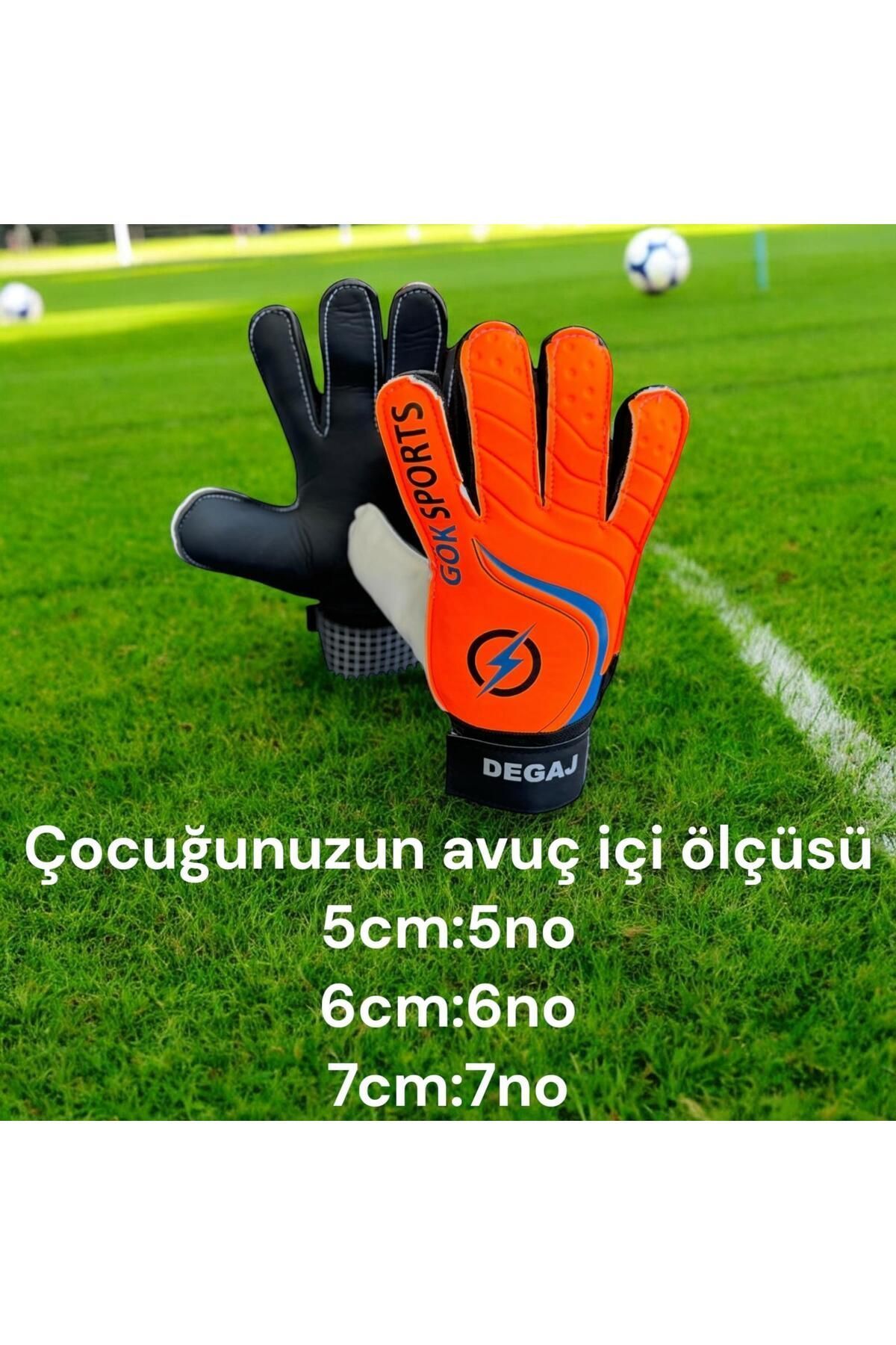 woodhub DEGAJ Çocuk Kapıcı Kaleci Eldiveni Junior Kidz Goalkeeper Gloves Bilek Bandajlı Lateks Eldiven 5-6-