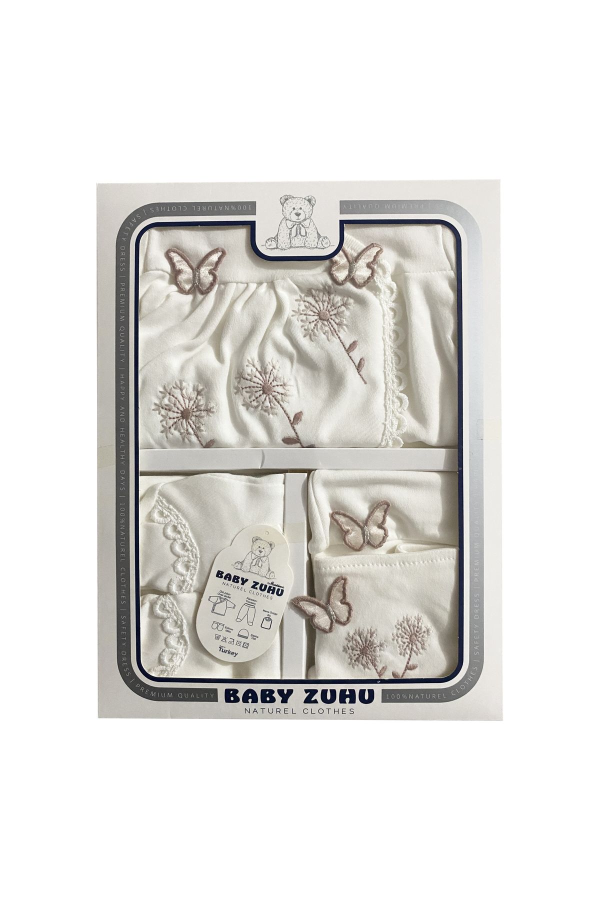 BABY ZUHU Butterfly Baby Girl Newborn Hospital Release 5 Piece Bodysuit Boxed