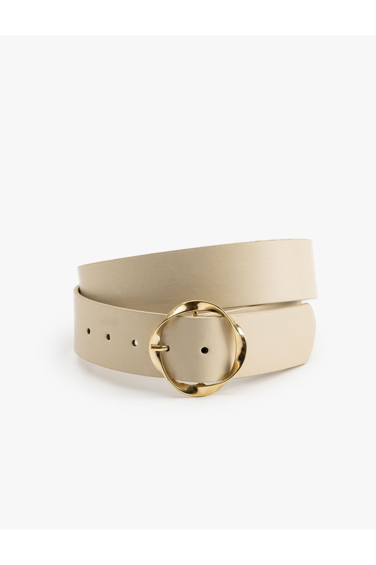 Koton-Geometric Buckle Detailed Faux Leather Belt 1