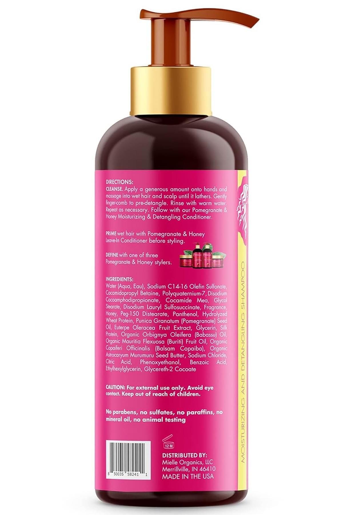 شامپو مردانه و زنانه مرطوب کننده انار عسل در حال گردش 946ML MIELLE