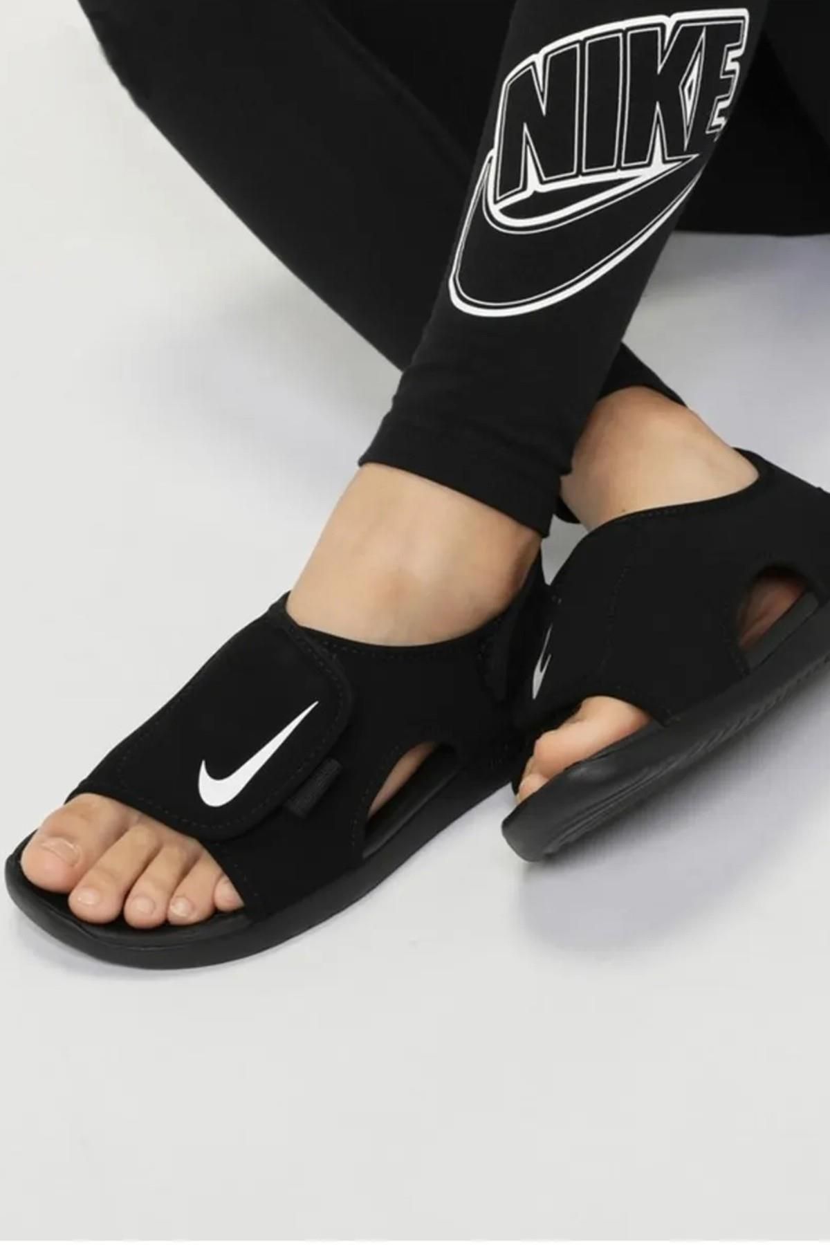 Nike Sunray Adjust 5 V2 GS/PS Sandals Unisex Bantlı Siyah Sandalet