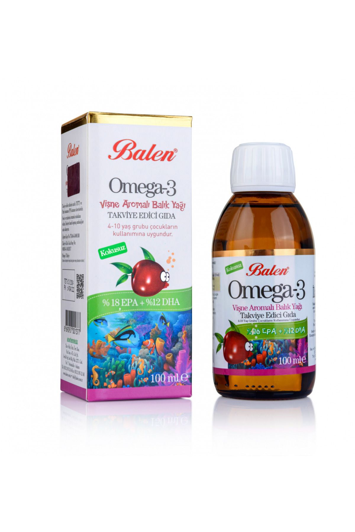 Balen Omega-3 Vişne Aromalı * 100 ML | Kalp Sağlığını Destekleyici Takviye Gıda 588132