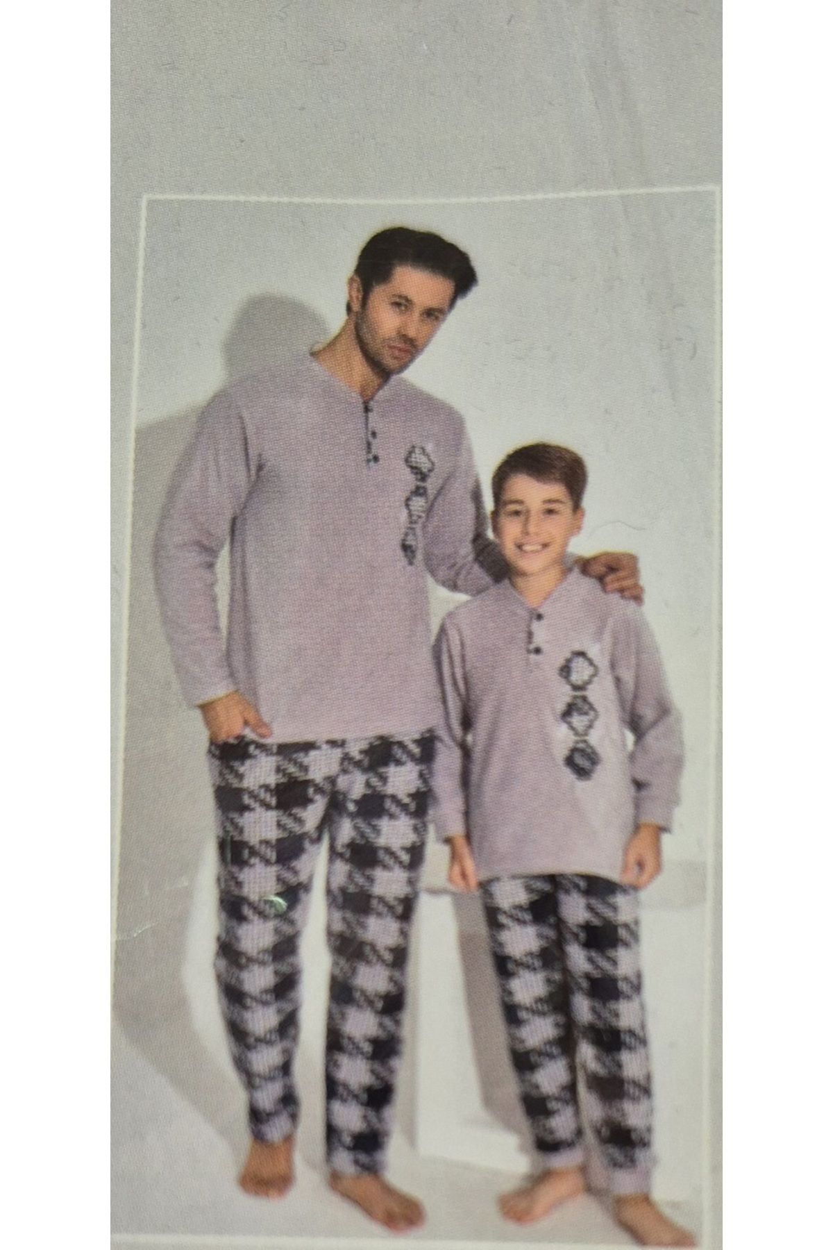 Tarık-Tarik Long Sleeve Father-Son Fleece Fabric Winter Warm Pajamas Set-(Sell Separate) 1