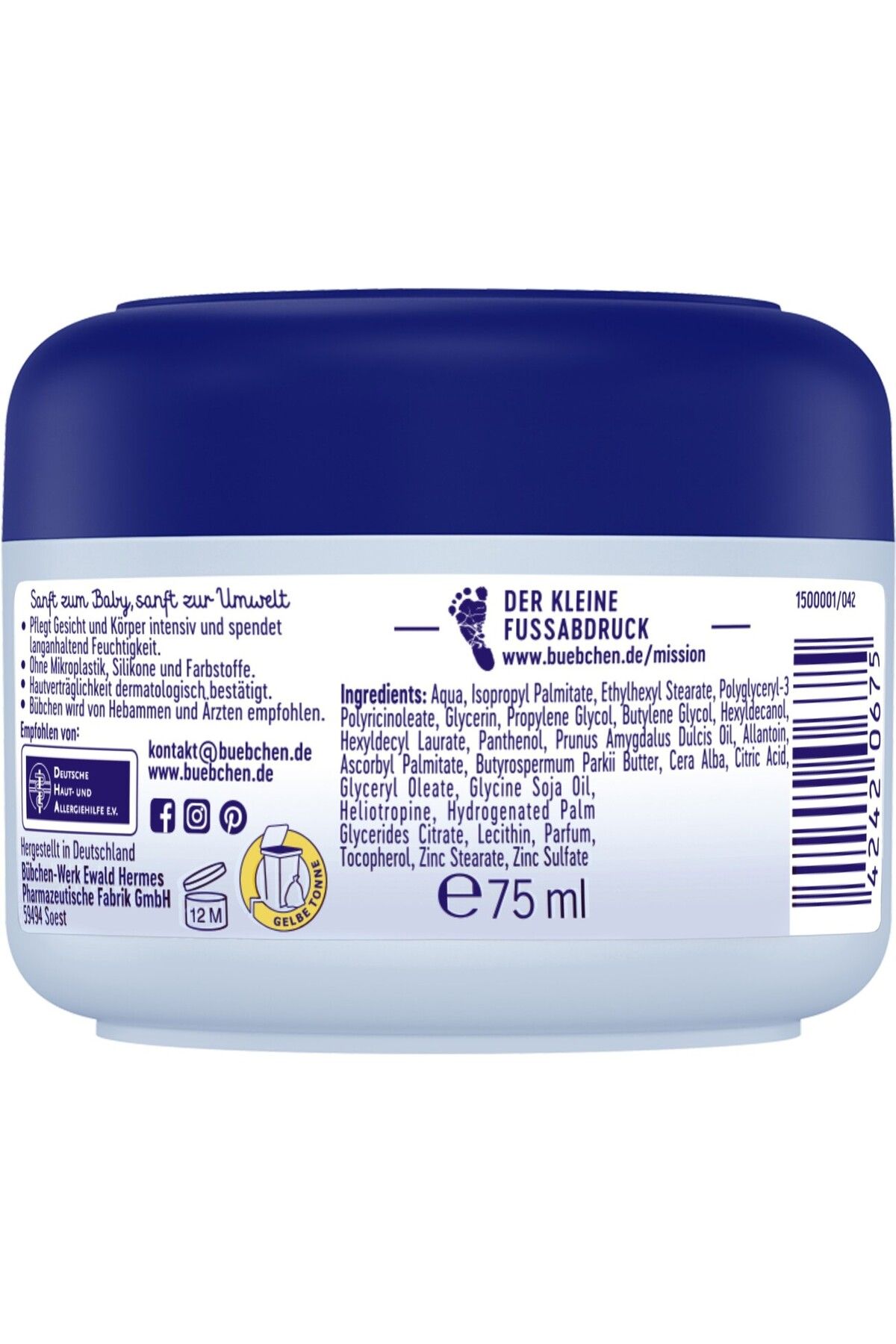 Bübchen Sensitive Bebek El Ve Yüz Kremi 75 ml