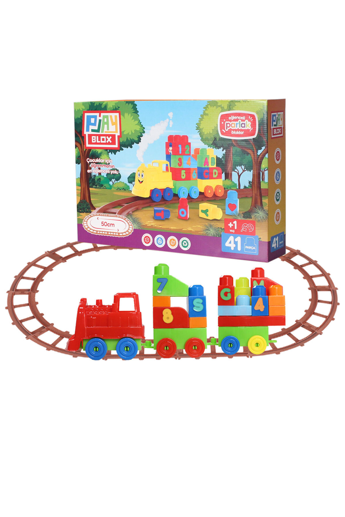 بازی بلوک ۴۱ تکه مجموعه قطار مگا بلاک - اعداد و حروف، رنگ‌های شاد 2403