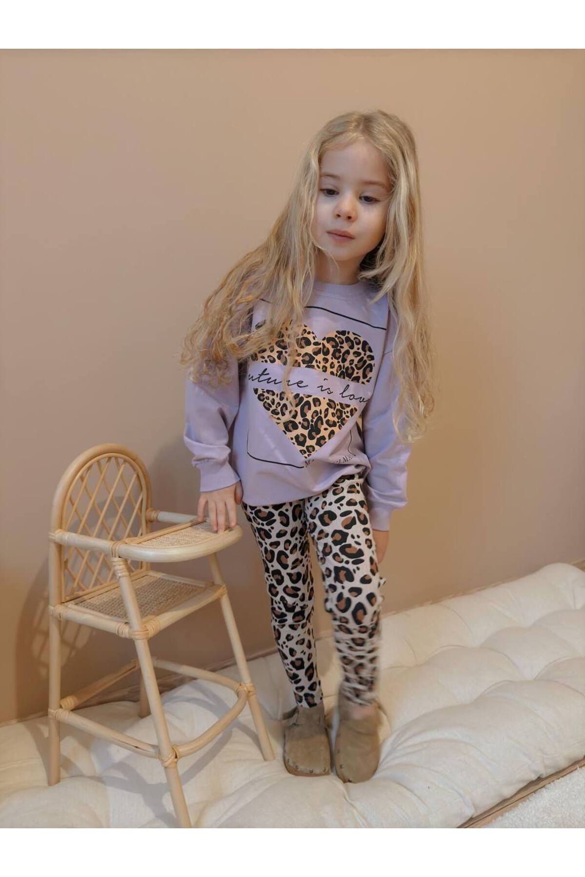 hira kids collection-Leopard Printed Girl's Bottom Top Suit 2