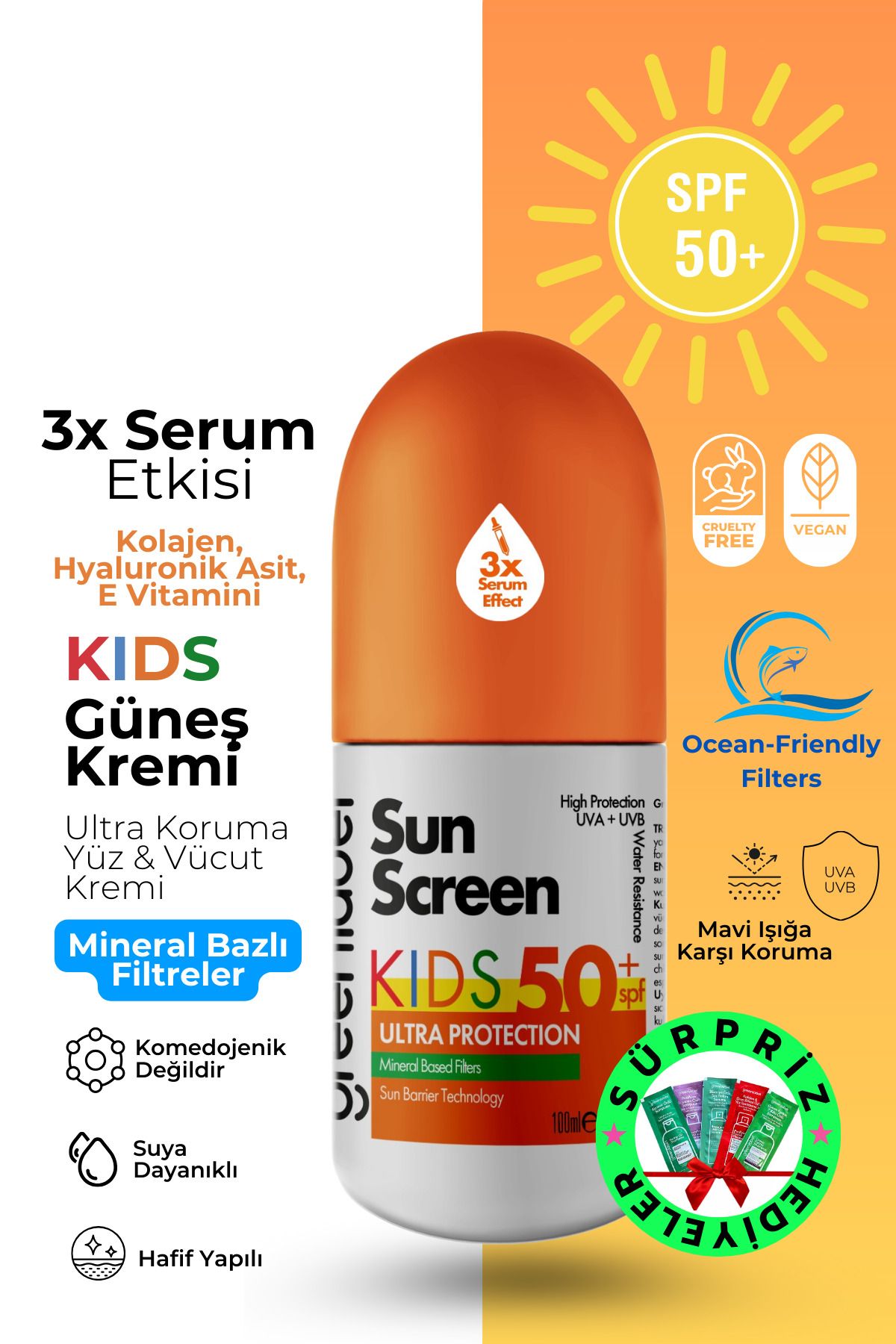 Green Label Yüksek Korumalı Kids Sun Spf 50 Mineral Bazlı Çocuklar İçin Güneş Koruyucu Krem 100 ml