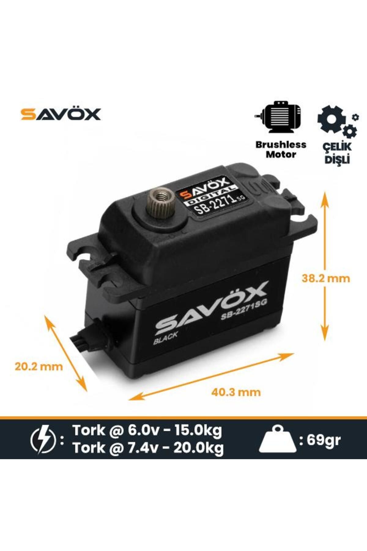 Savöx Savox SB2271SG-BE Black Edition Digital Servo Brushless Motor High Voltage Çelik Dişli