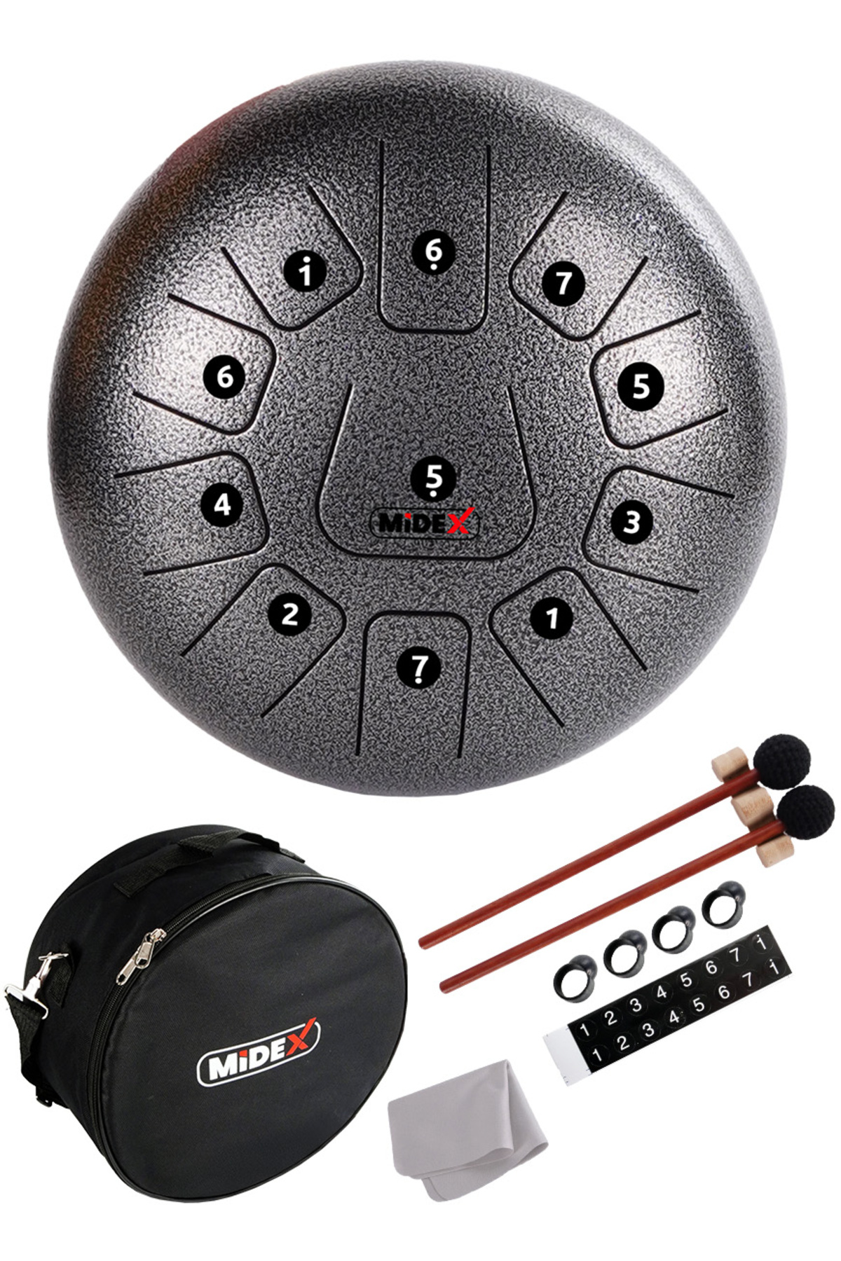 Midex TD-1211BL Çelik Dil Davul Handpan 12 İnç 11 Ton Steel Tongue