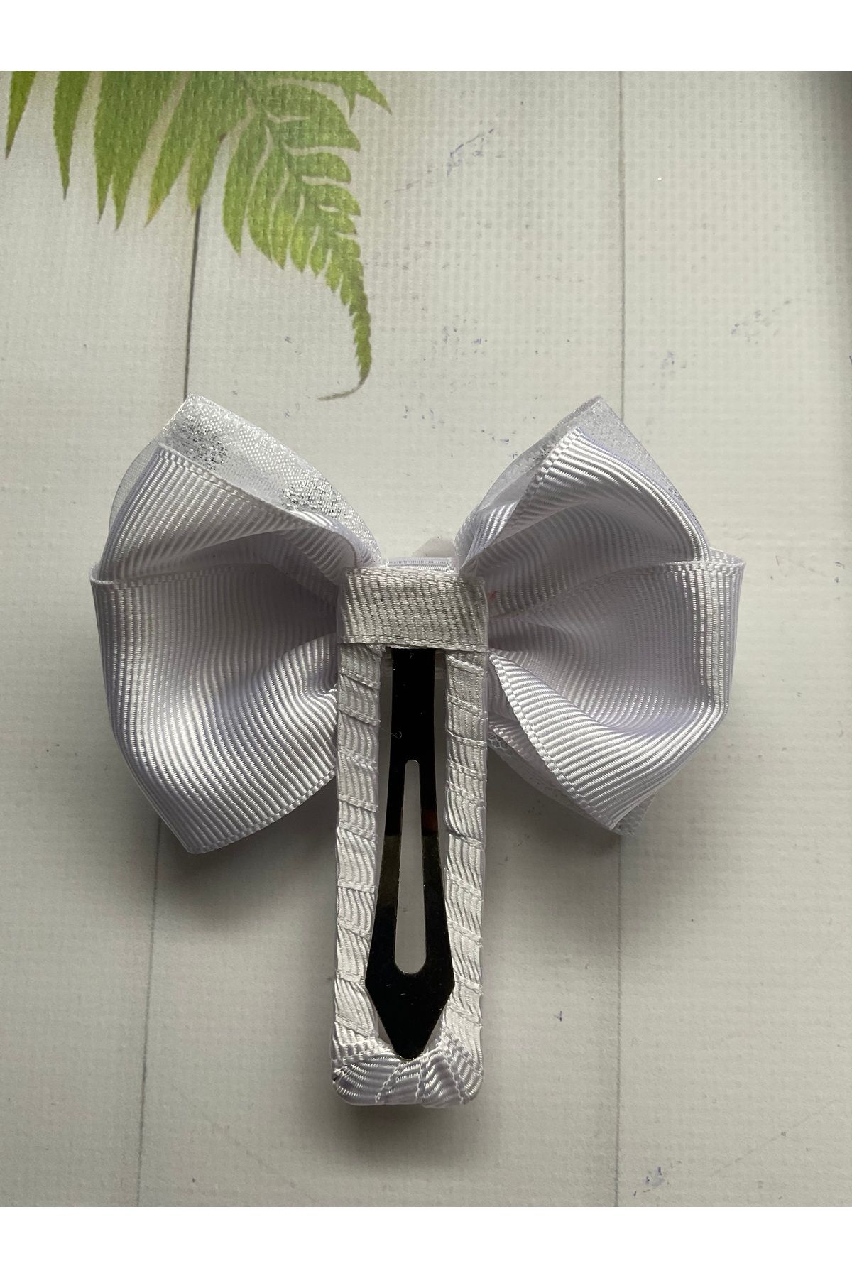 MADE BY PERİ-White Polka Dots and Glitter Tulle Ribbon - Buckle with Snap Fasteners and Bow (Two Pieces) 3