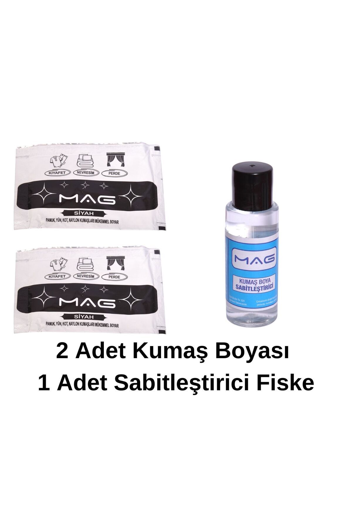 Mag Shoes Care Kumaş Boyası Siyah 2 Paket + 1 Paket Sabitleştirici Fiske