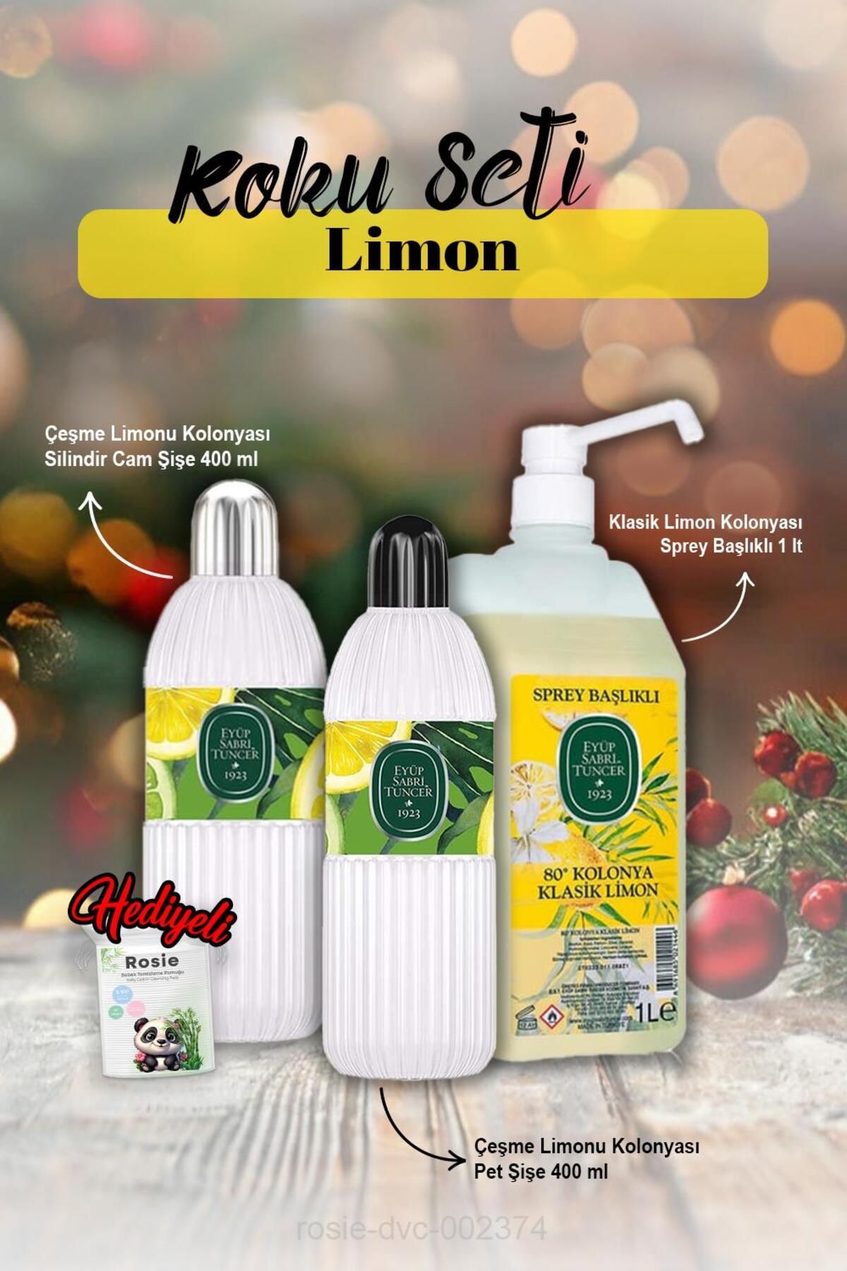 ادکلن Çeşme Lemon پت و بطری شیشه ای 400 میلی لیتری 1 لیتری لیمو کلاسیک و هدیه رزی Eyüp Sabri Tuncer
