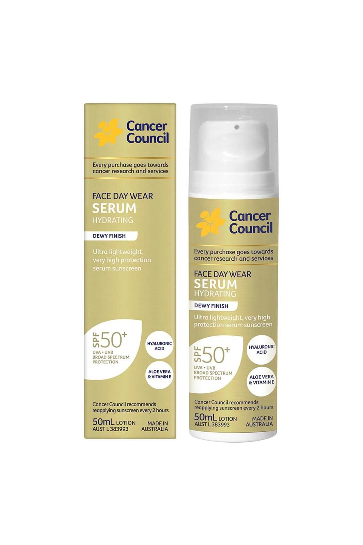 Cancer Council SPF50+ Face Day Wear Serum Hydrating Dewy Finish Yüz Güneş Kremi 50ML