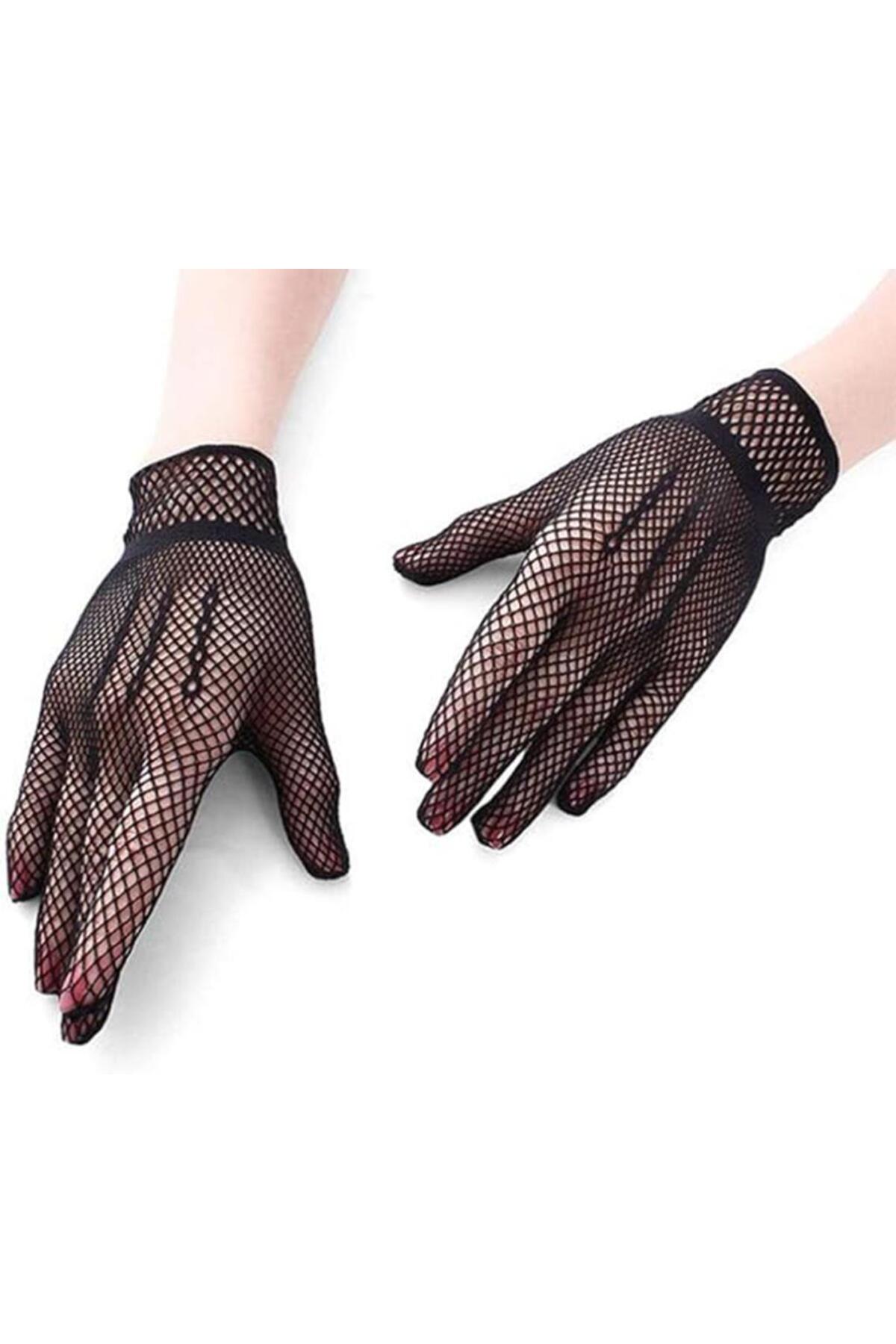 دستکش‌های تور انگشت‌دار نسس‌ورلد، لی‌کرا مش، رنگ مشکی، سایز بزرگسال