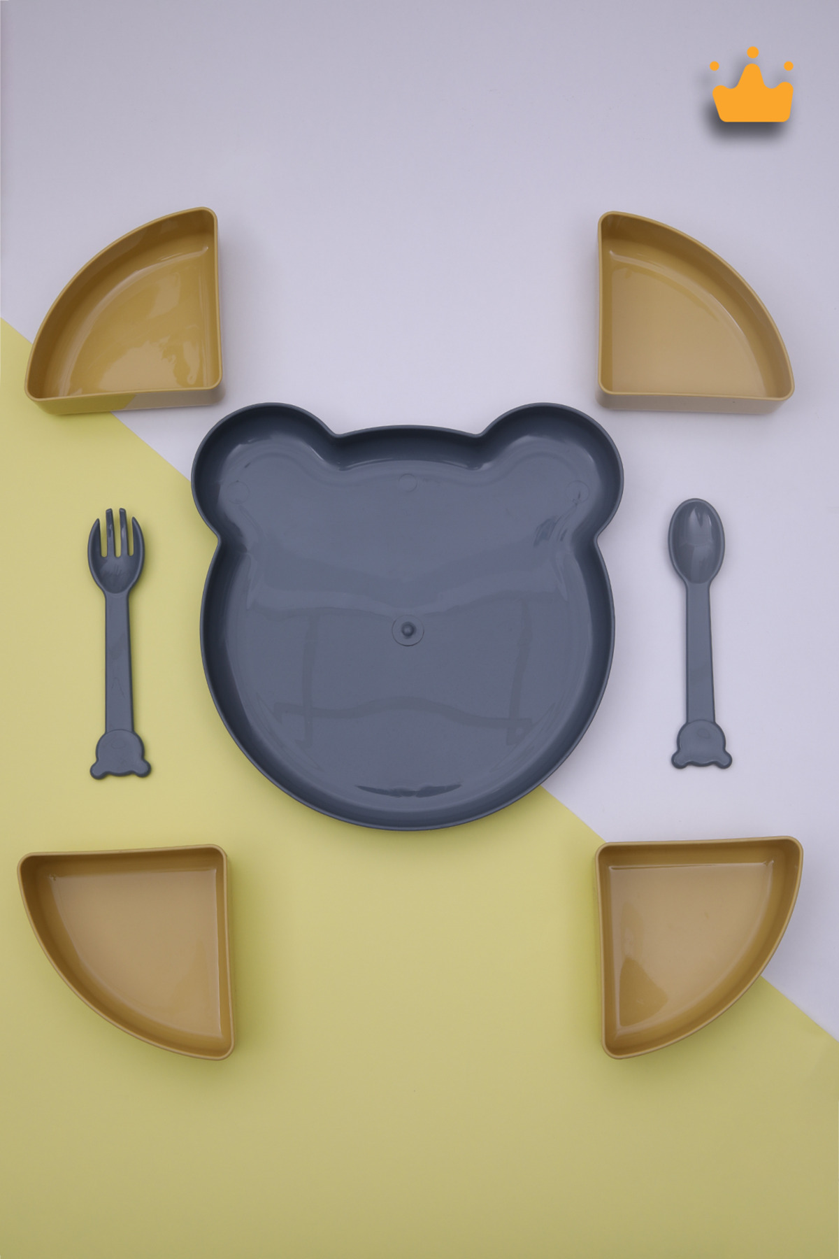 Babyhola 7 Parça Tepsili Yemek Seti Mama Tabağı Gri 6015 fotoğrafı 7 (önizleme)