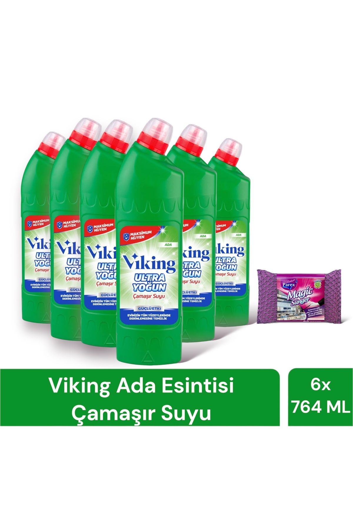 Viking Çamaşır Suyu 6 Adet Ada + Magic Sünger