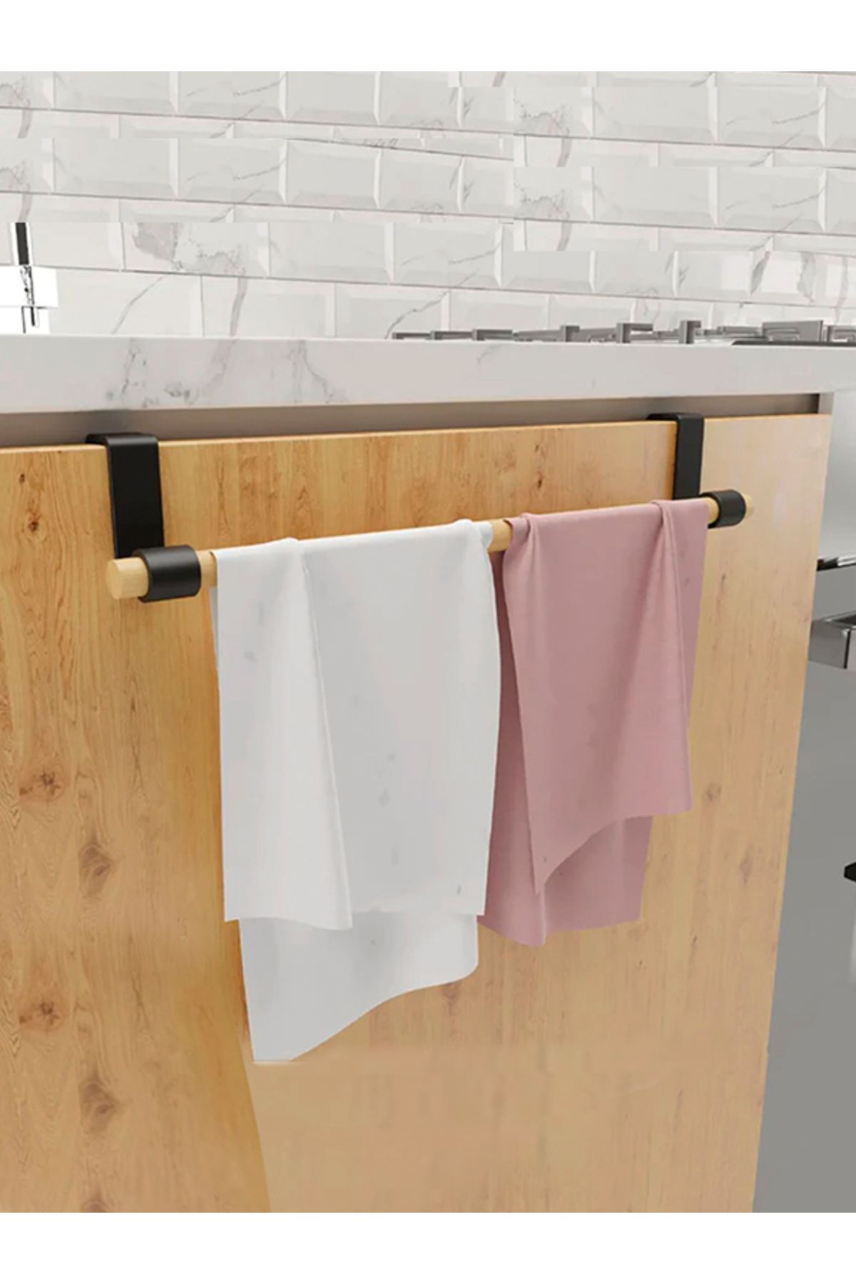 white life-Wooden Towel Holder, Bathroom Hanger, Hanger Wooden Towel Holder 2