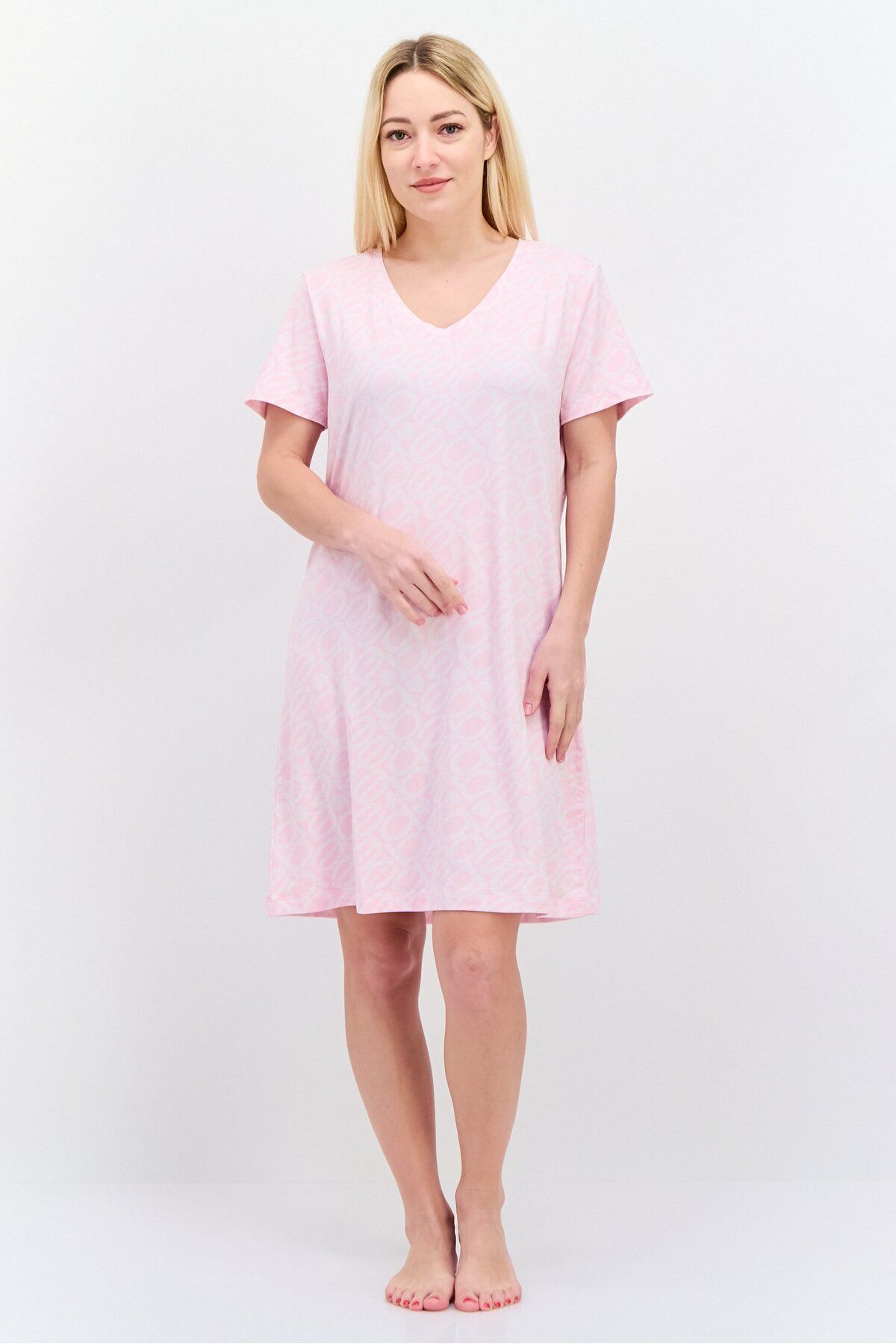 Bebe-Women V Neck Brand Logo Sleepwear Dress, Light Pink 4