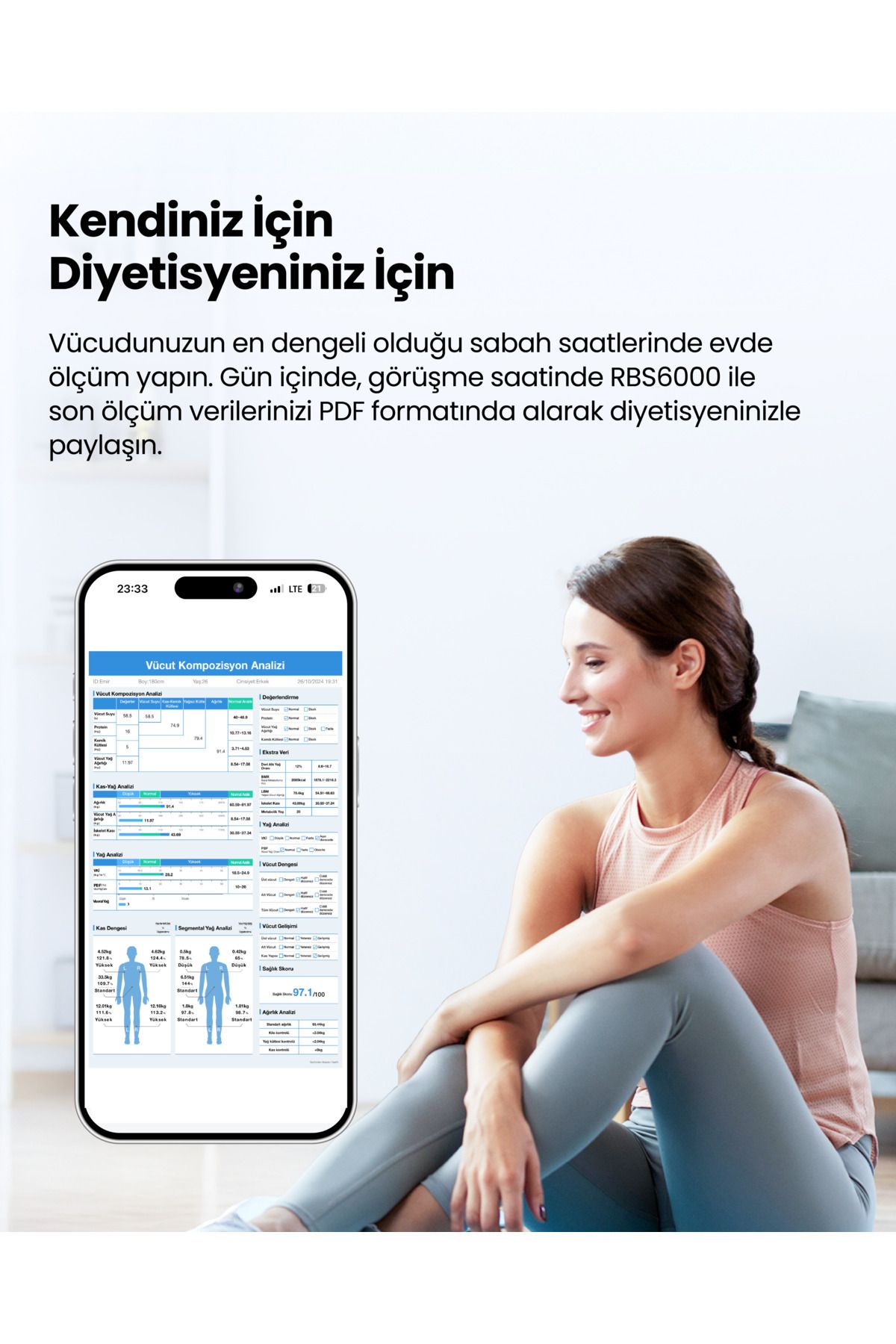 GrantTech Rbs6000 Segmental Vücut Analiz Tartısı – 8 Elektrotlu Multi-bia Teknolojisi, Yağ, Sıv... 6880SERI