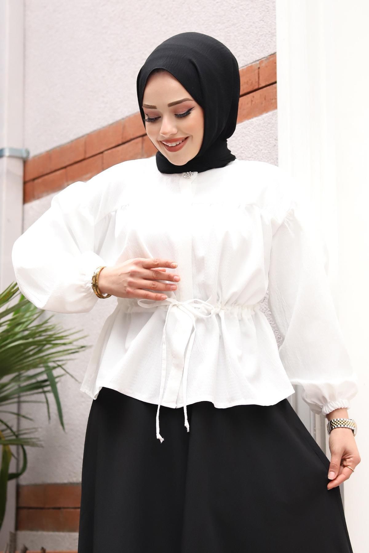 Herita-Beyaz Broş Detaylı Tesettür Takımı 2