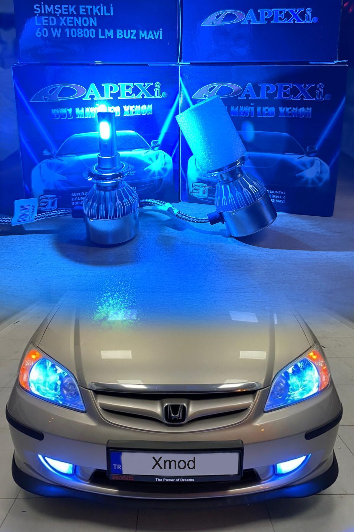 H3 Led Xenon Ampul Buz Mavi Zenon Apexi Marka 12 Volt