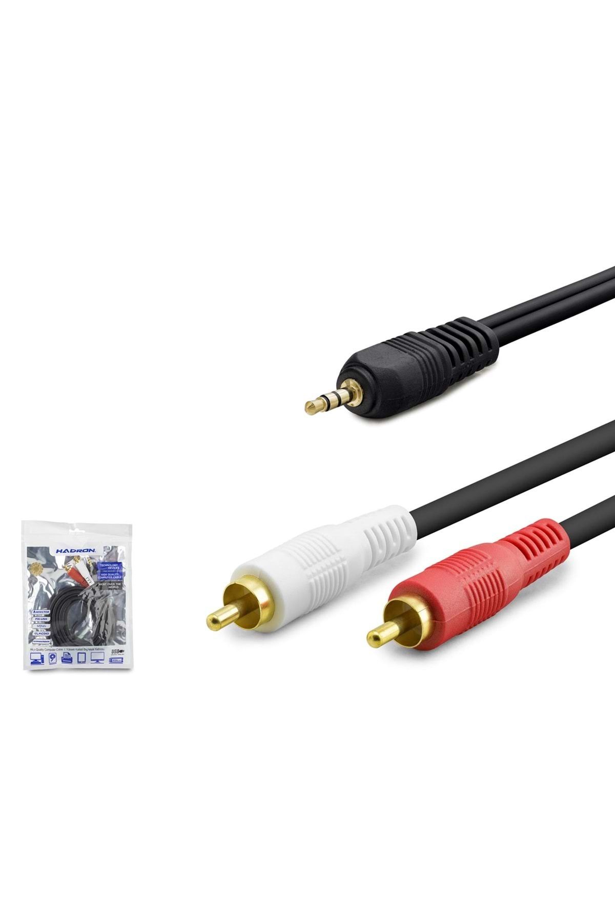 HADRON Hdx1058 Aux3.5 (M) To 2rca (M) Kablo 2lıne Gold 1.5m Siyah