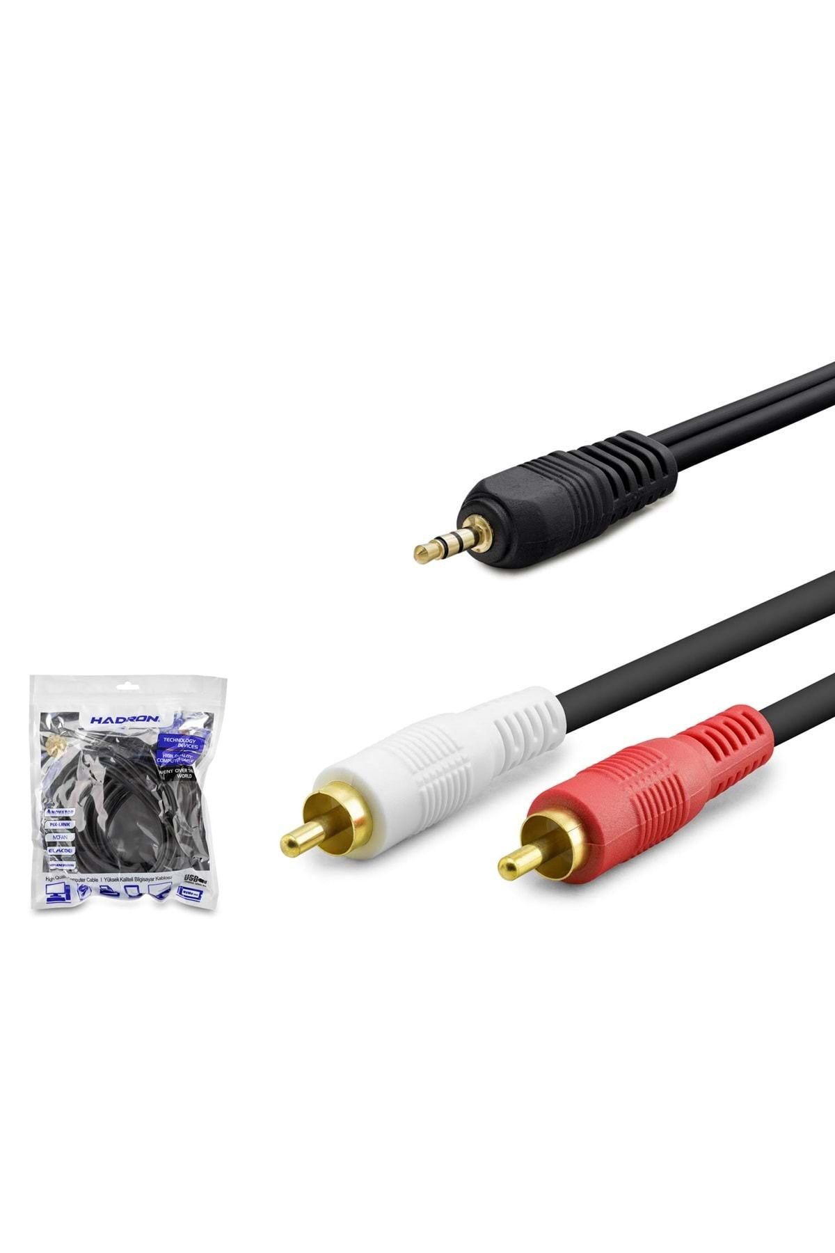 HADRON Hdx1060 Aux3.5 (M) To 2rca (M) Kablo 2lıne Gold 5m Siyah