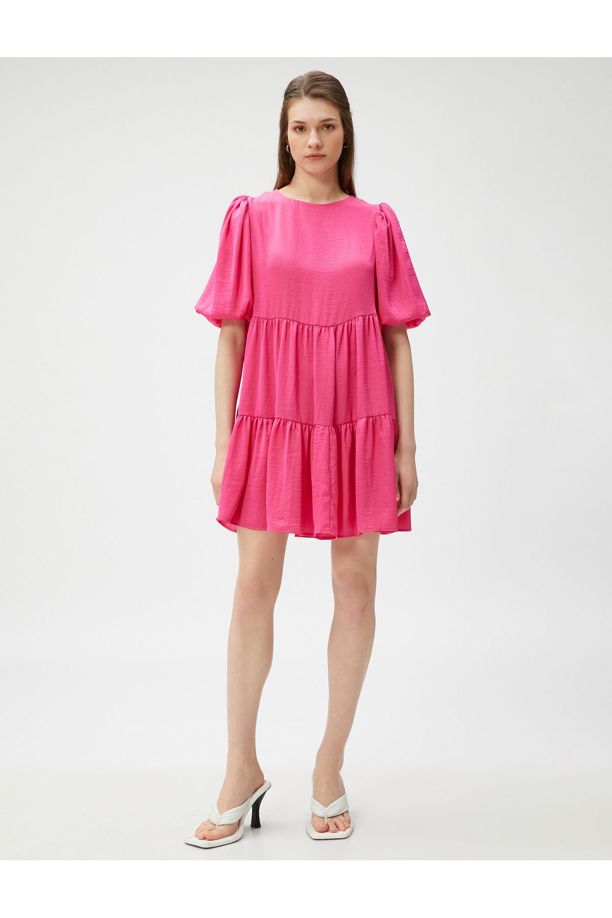 Koton-Minikleid mit Ballonärmeln, kurze Lagen 3