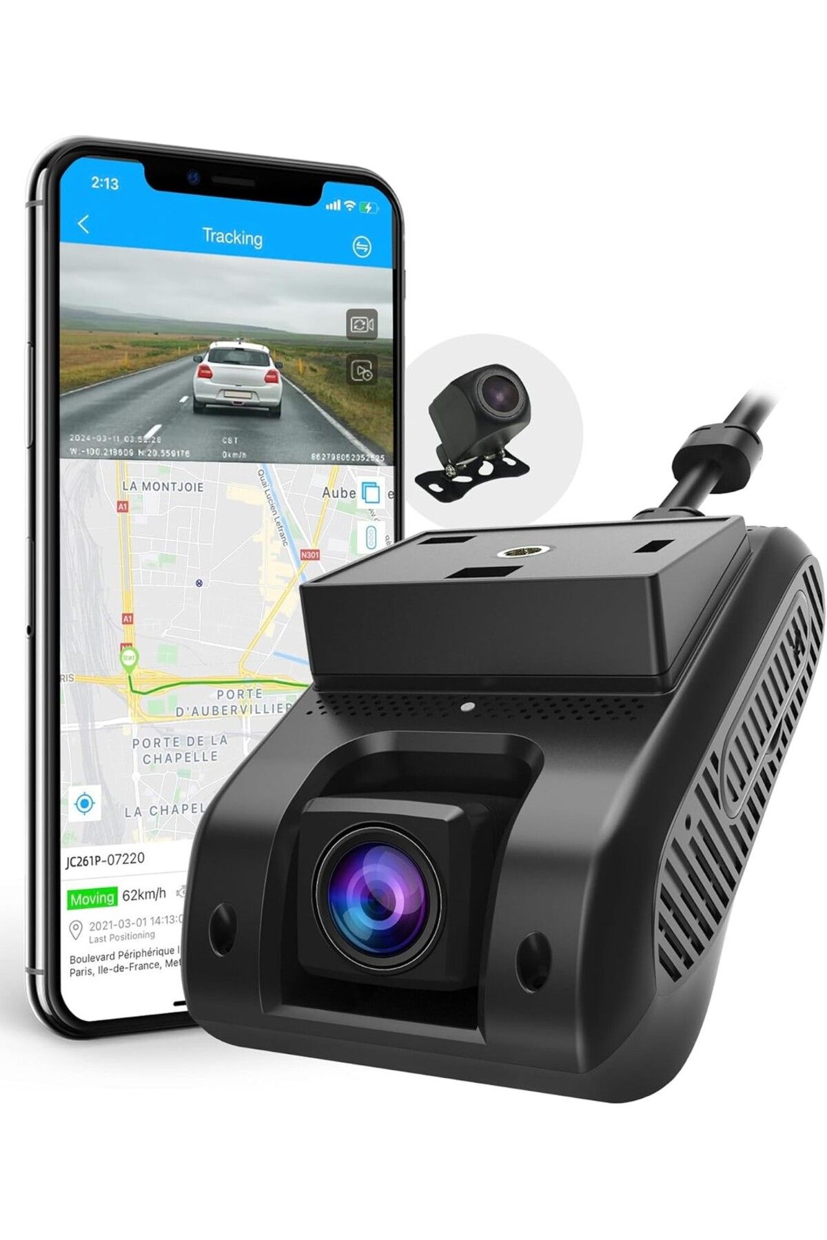 JIMIMAX JC261 ADAS Canlı Video Dash Cam 4G, Ön Kamera 1080P, 24 Saat Döngü Kaydı