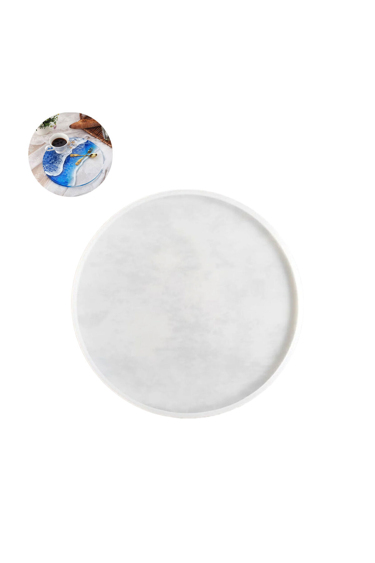 Eminonutoptanci Epoksi Silikon Kalıp YERLİ ÜRETİM Yuvarlak Tepsi Kalıbı Düz 23 CM