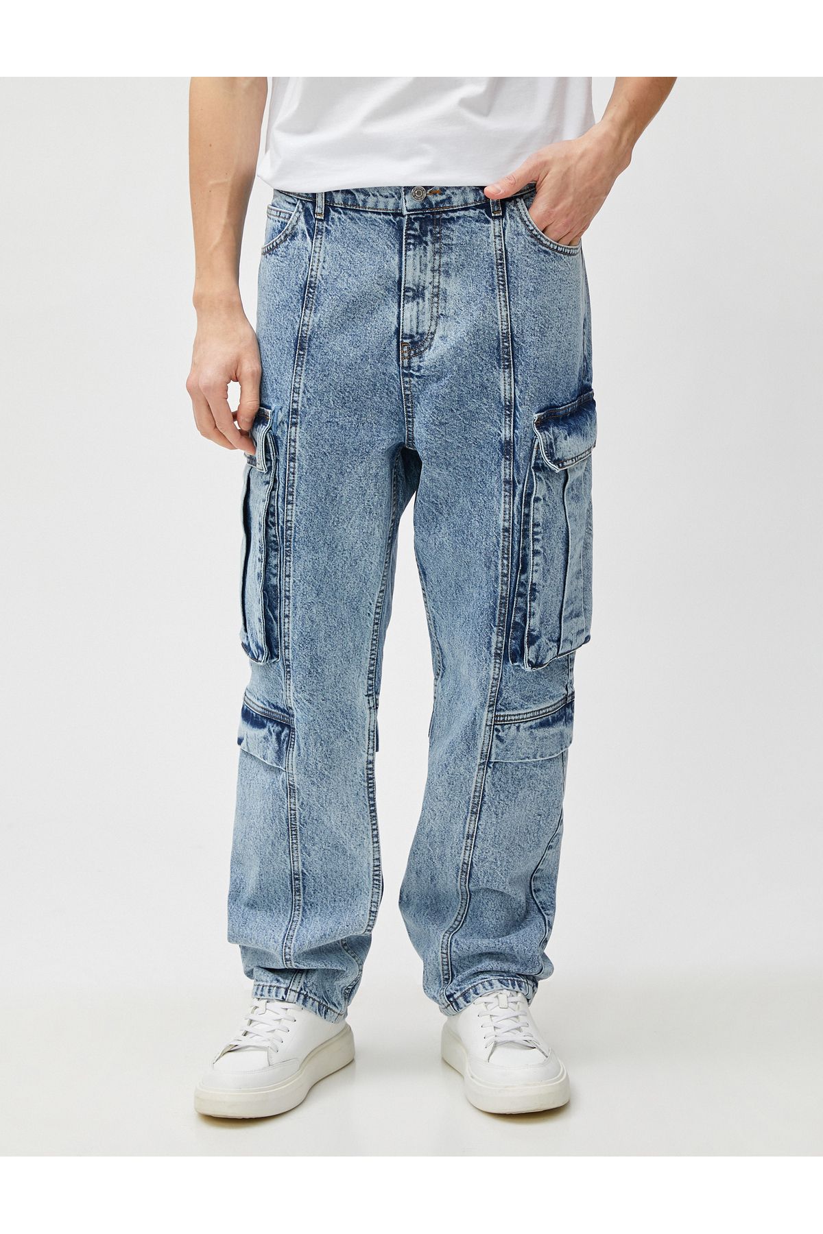Koton-Pantaloni cargo cu cusături, buzunare, nasturi 3