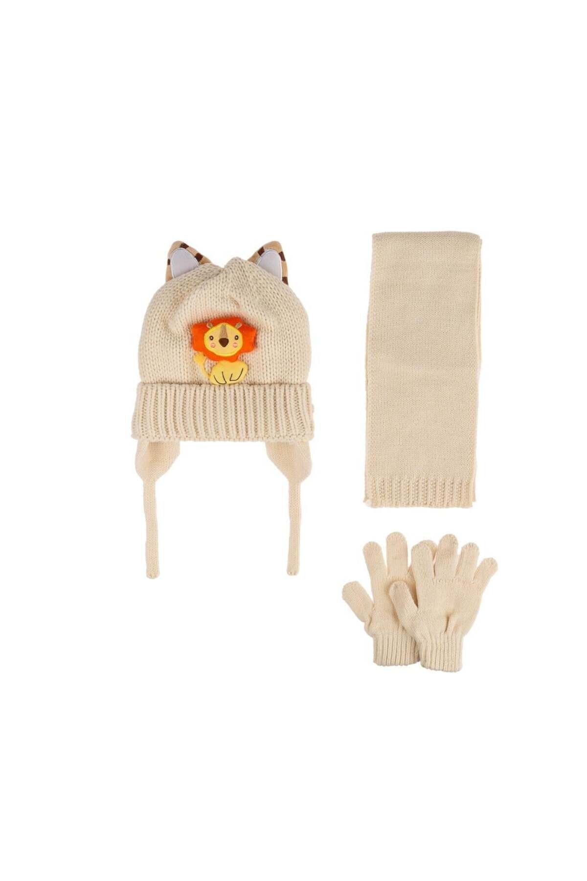 Kitti-1-4 Years Old Men's Scarf Set - 3-Piece Set, Gloves and Hat, Fleece 1