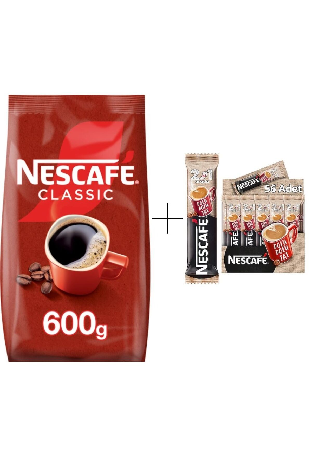 Nescafe Classic 600gr + Nescafe 2si1 Arada 56'lı Paket