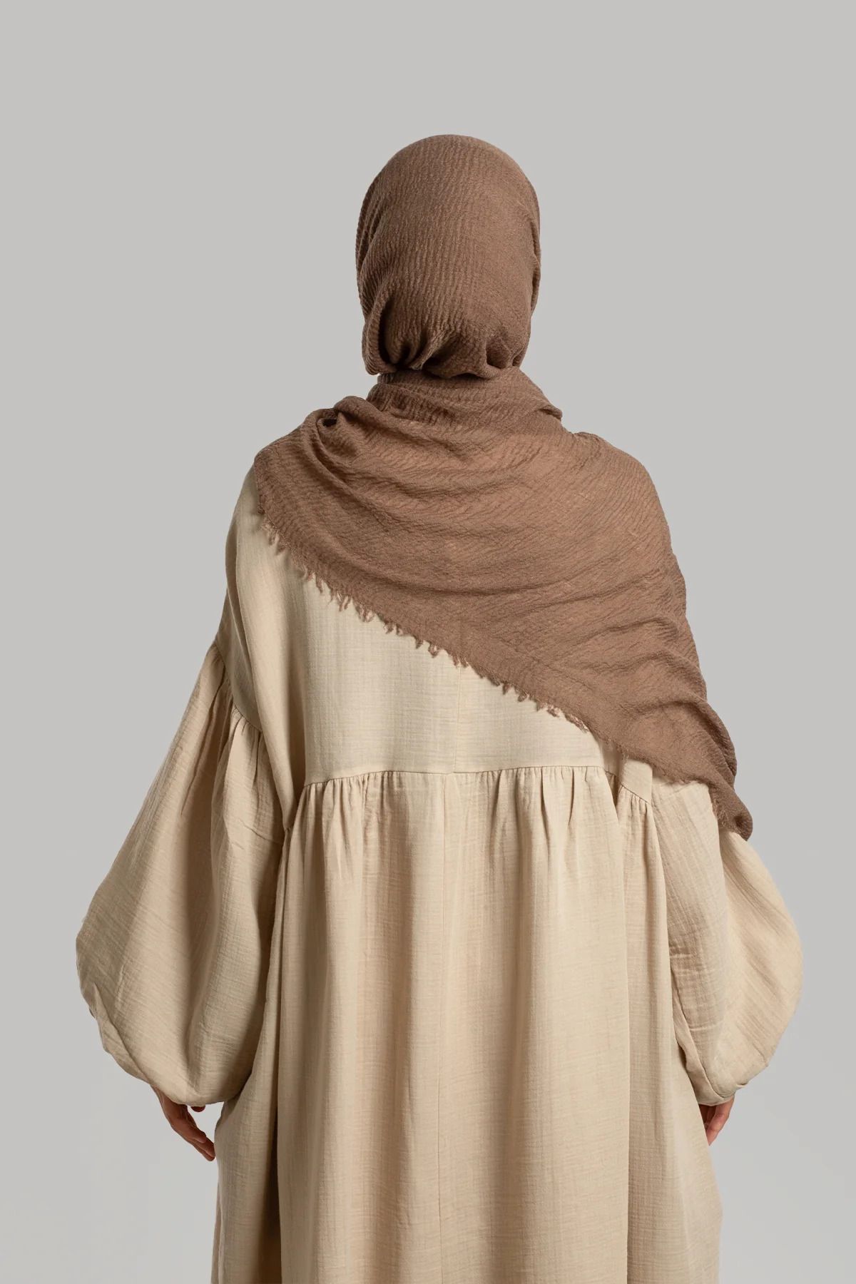 Lemaye-Hijab Muslin Dress - Stone Color 4