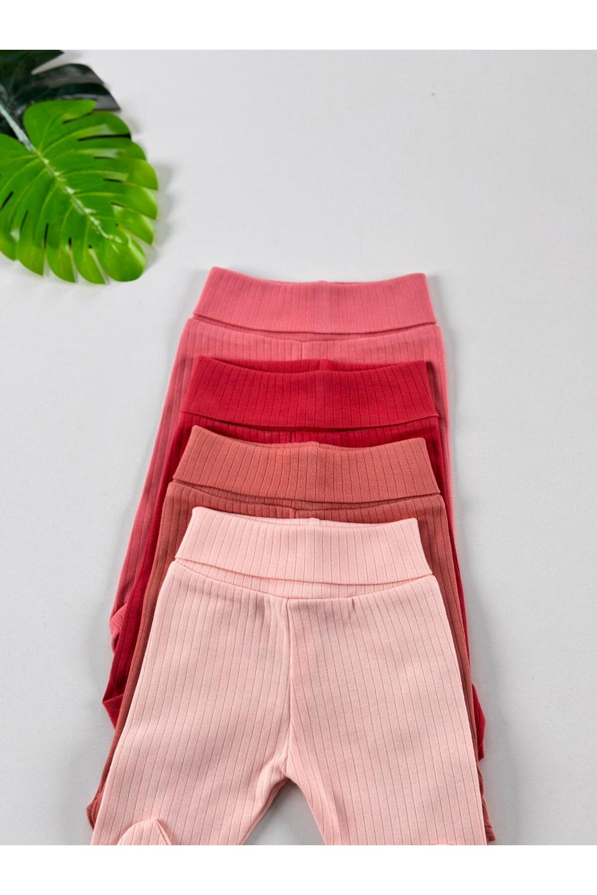 EFU BABY 4'lü %100 Pamuklu Raporlu  Basic Patikli Kız Bebek Pantolon fotoğrafı 3 (önizleme)