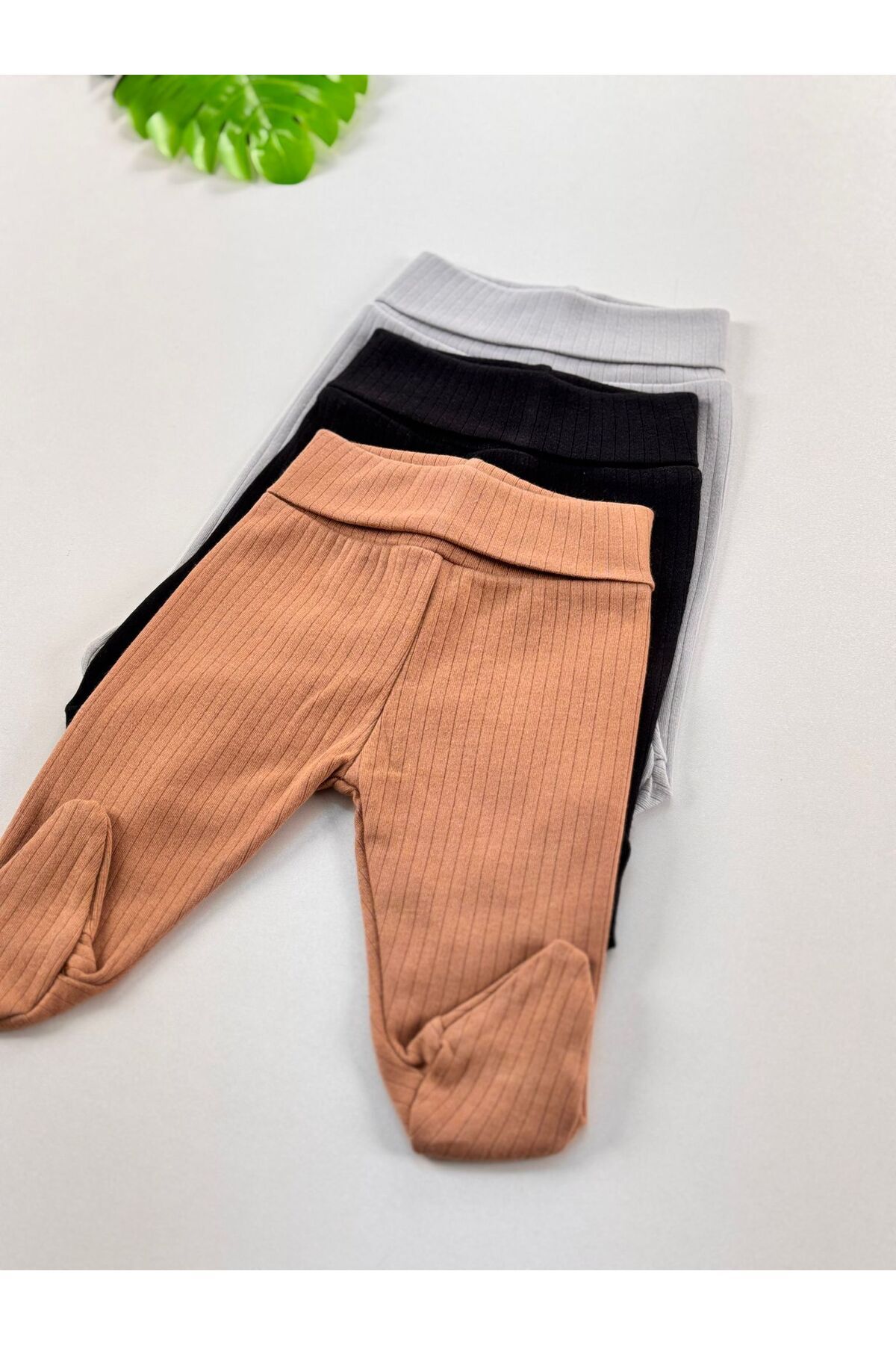 EFU BABY 3'lü %100 Pamuklu Raporlu Unisex Basic Patikli Bebek Pantolon fotoğrafı 5 (önizleme)