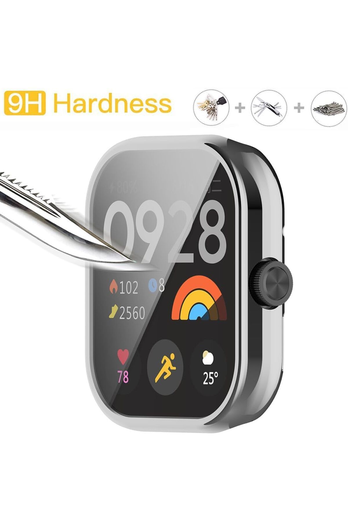 MMPSHOP-Xiaomi Redmi Watch 4 Compatible Case and Screen Protector 360 Full Protection Hard Pc Case Protector 3