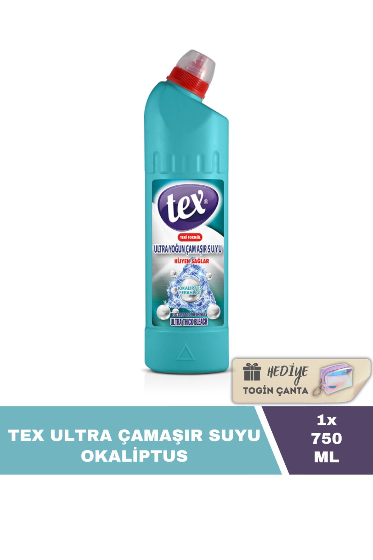 Tex Ultra Çamaşır Suyu Okaliptus 750 ML X1 Adet + Hediye Togin Çanta